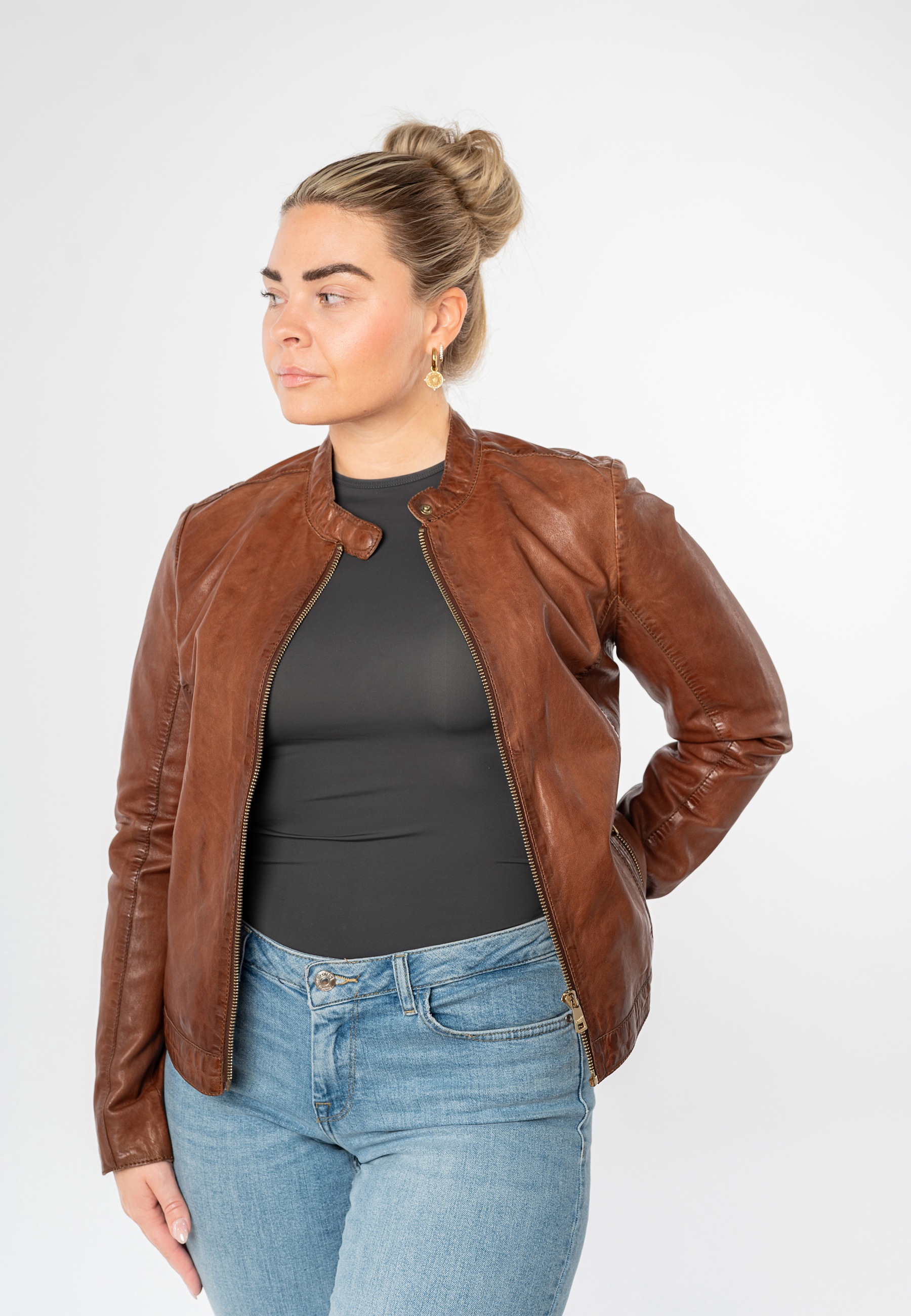 Mauritius Lederjacke "MWKawira" mit Stehkragen günstig online kaufen