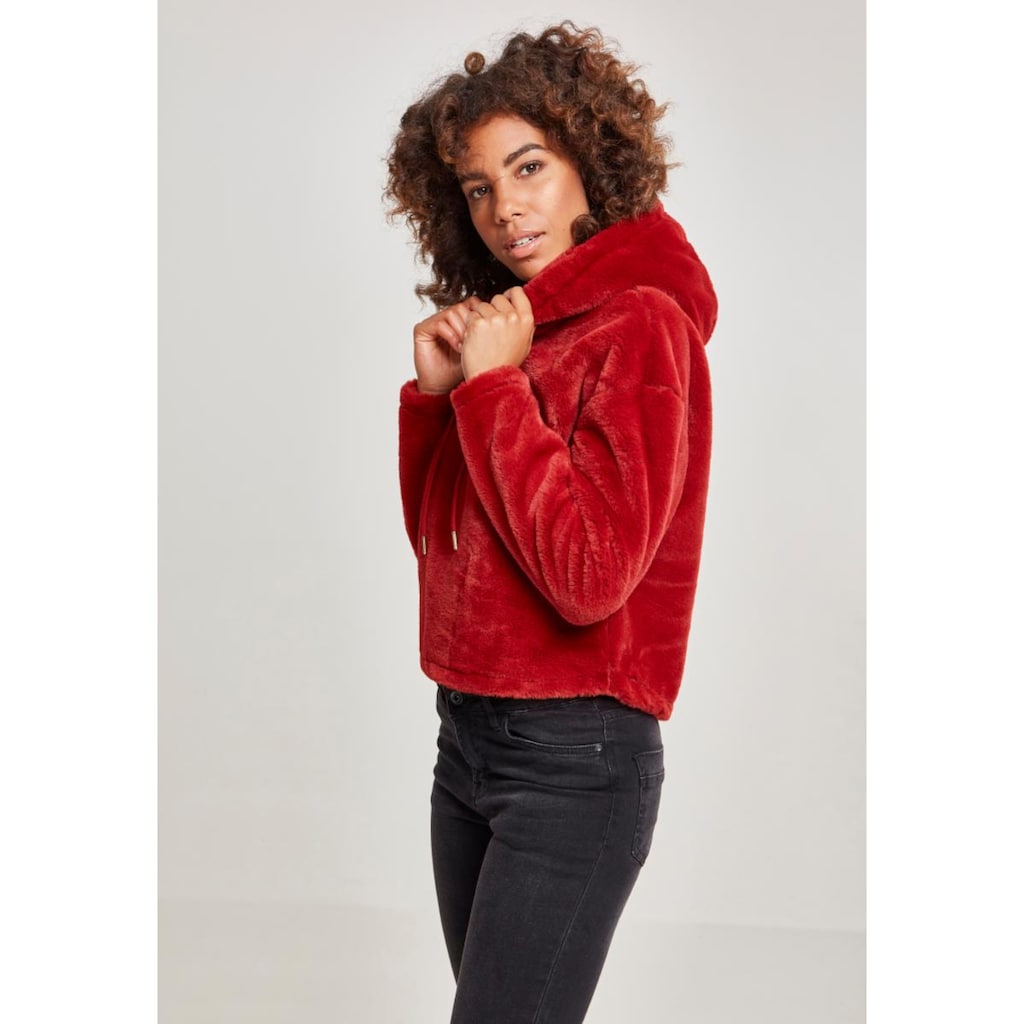 URBAN CLASSICS Rundhalspullover »Urban Classics Damen Ladies Oversize Short Teddy Hoody«, (1 tlg.)