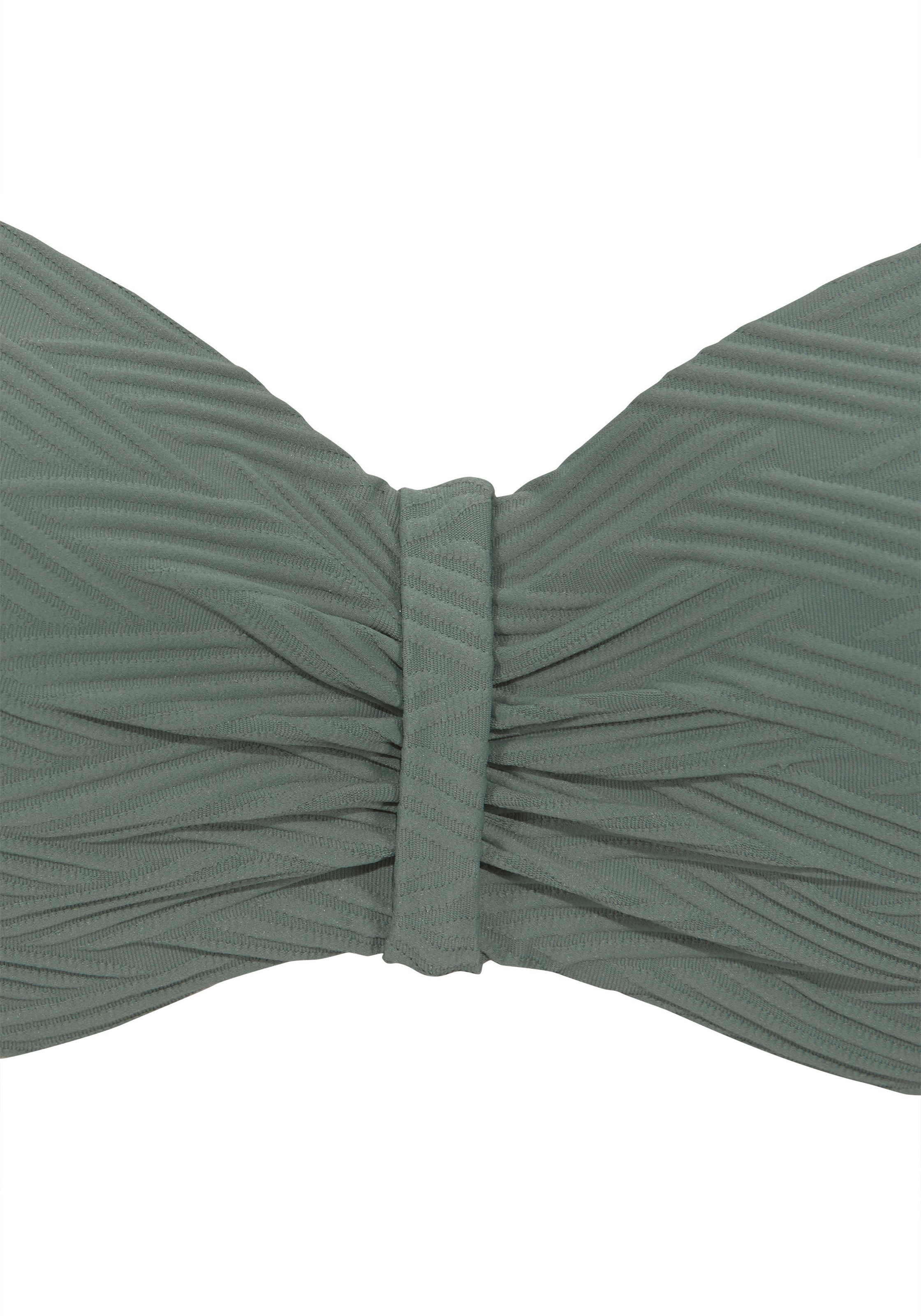 Bügel-Bandeau-Bikini-Top SUNSEEKER "Loretta", Damen, Gr. 42, Cup C, grün (oliv), Microfaser, Polyamid, strukturiert, unifarben, Bikini-Oberteile, mit Strukturmuster 4