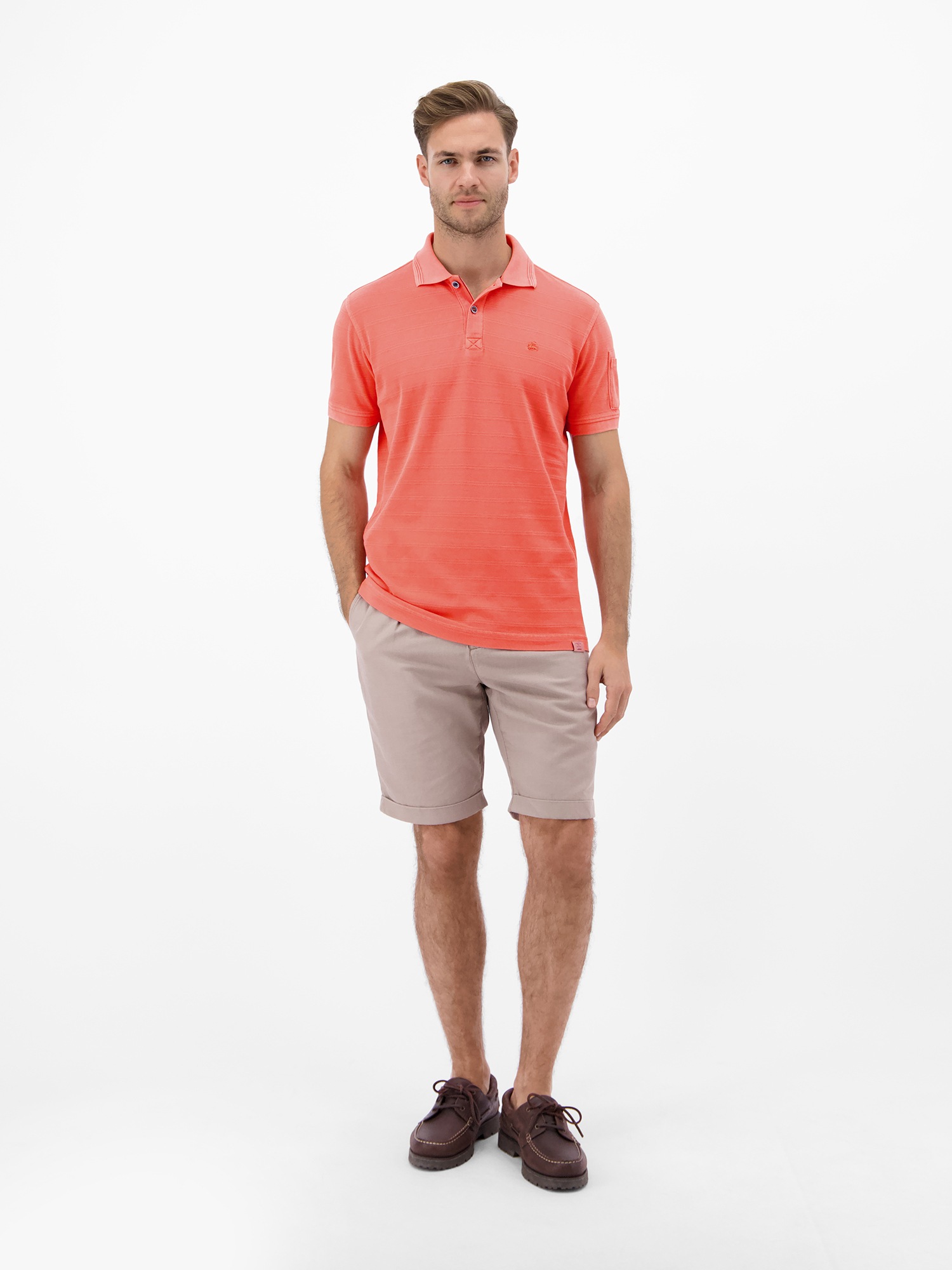 LERROS Poloshirt »Poloshirt, unifarben aus gestreiftem Piqué-Gewebe«