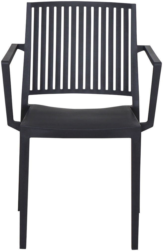 Siena Garden Gartensessel »Lane Sessel anthrazit 2er Set mit Tisch« Set, 2 Stk. tlg. 2 x Stapelsessel + Tisch Sola 80 x 80 cm