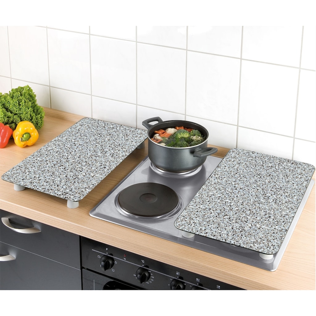 WENKO Herd-Abdeckplatte »Universal Granit«, (Set, 2 tlg.)