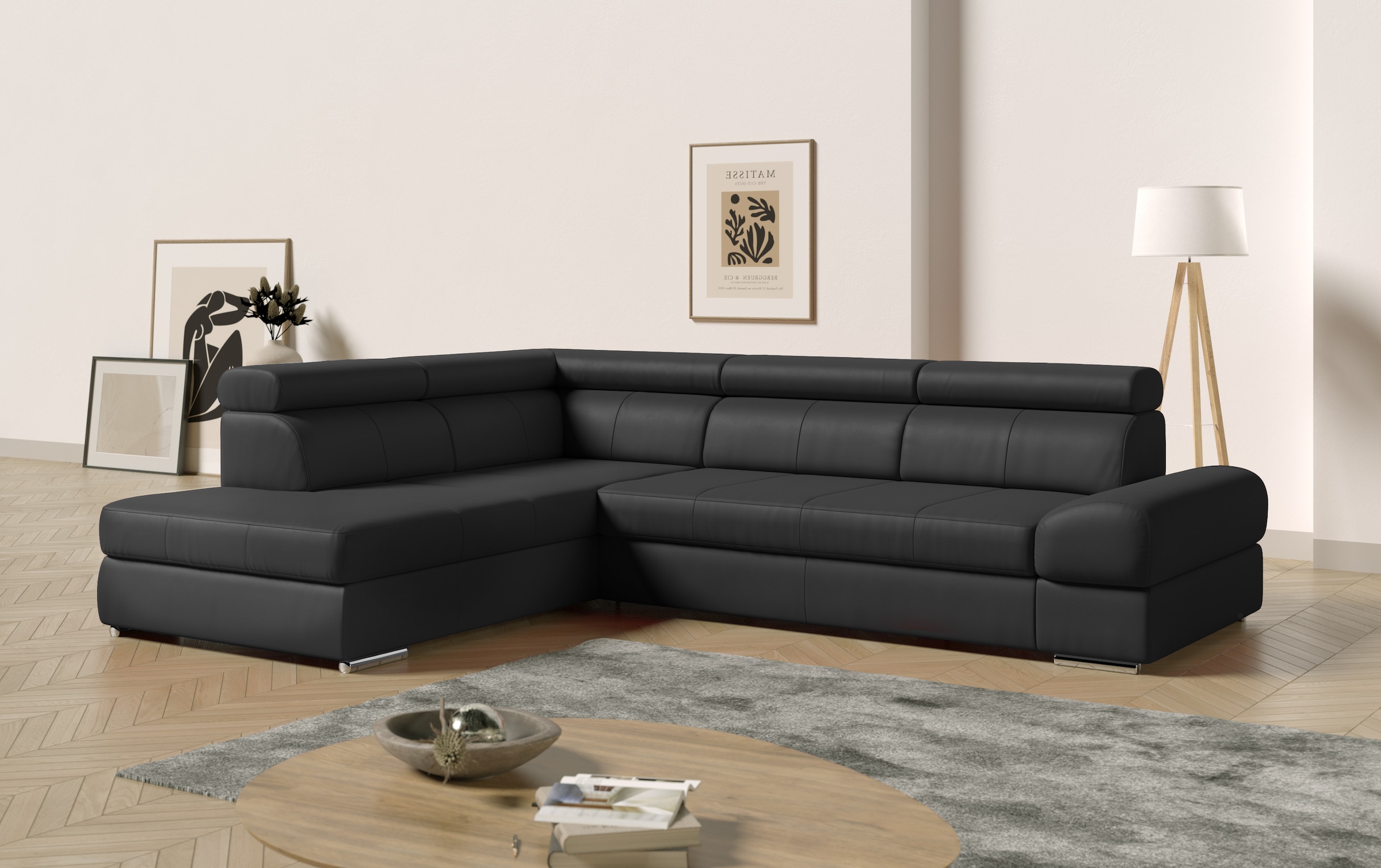 sit&more Ecksofa "Broadway L-Form" mit verstellbaren Kopfteilen, wahlweise mit Schlaffunktion