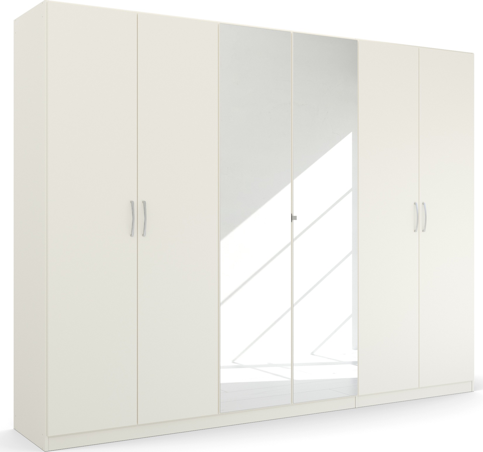 rauch Drehtürenschrank "Kleiderschrank Schrank Garderobe Ankleide PURE BY QUADRA SPIN" Breiten: 181/226/271 cm, Höhe 210 cm, in puristischem Design mit Griffen in Alufarben MADE IN GERMANY