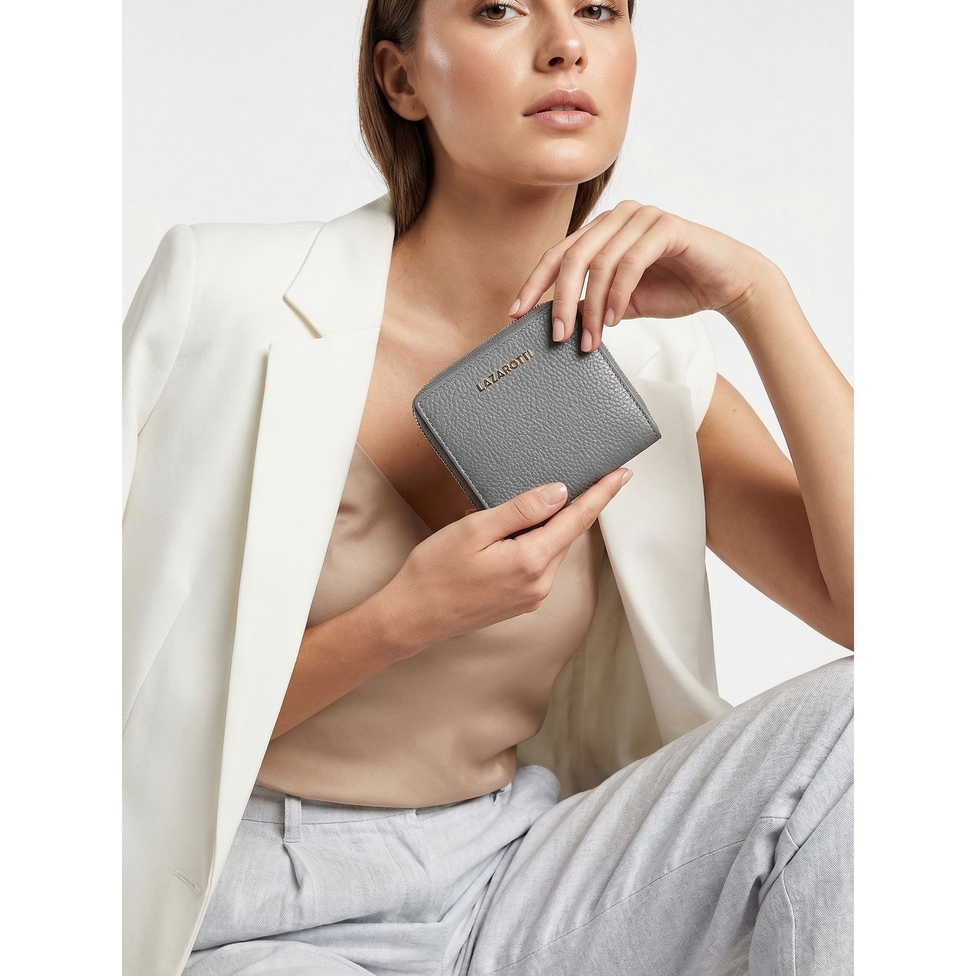 Lazarotti Geldbörse »Bologna Leather Medium Zip-Around Geldbörse Leder 10 cm«