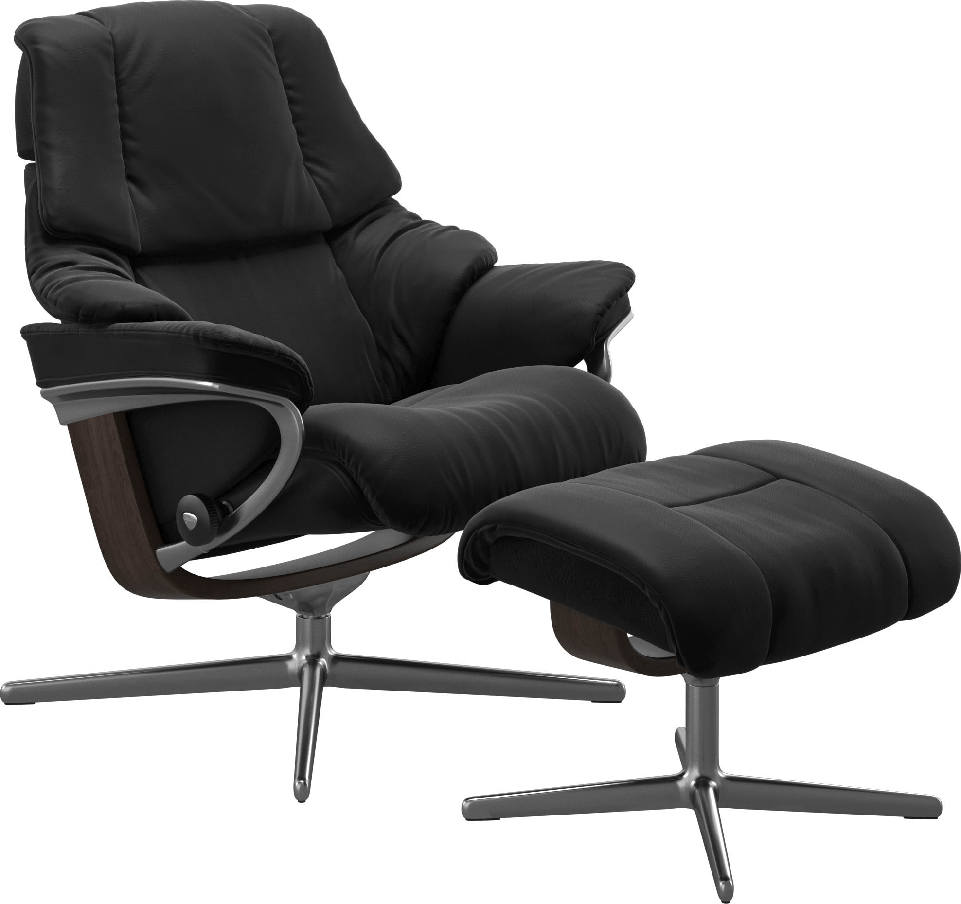 Stressless® Relaxsessel »Reno«, (Set, Relaxsessel mit Hocker), mit Hocker, mit Cross Base, Größe S, M & L, Holzakzent Wenge