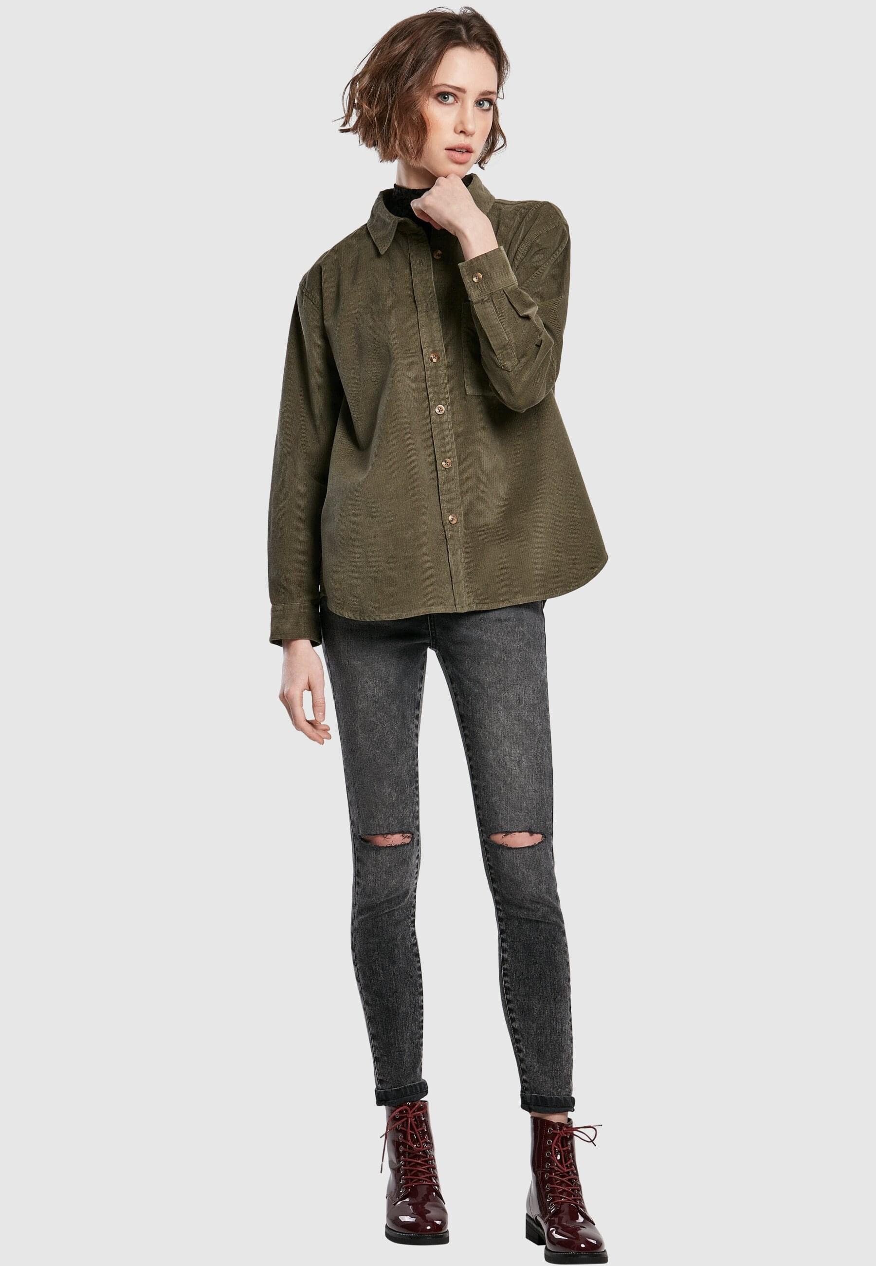 URBAN CLASSICS Langarmhemd »Urban Classics Damen Ladies Corduroy Oversized Shirt«, (1 tlg.)