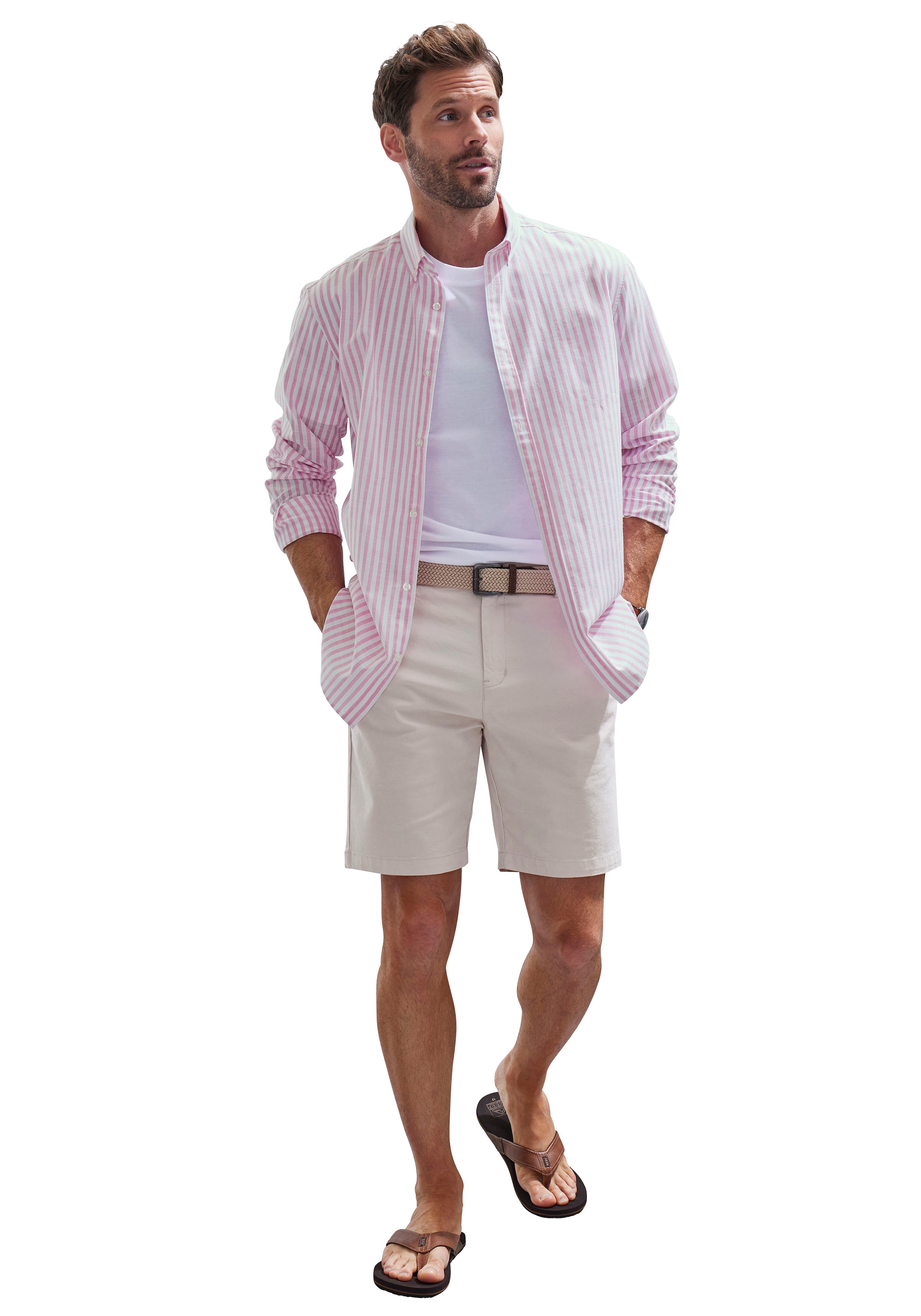 John Devin Langarmhemd »Regular Fit«, Streifenhemd mit Button-down-Kragen, aus reiner Baumwolle