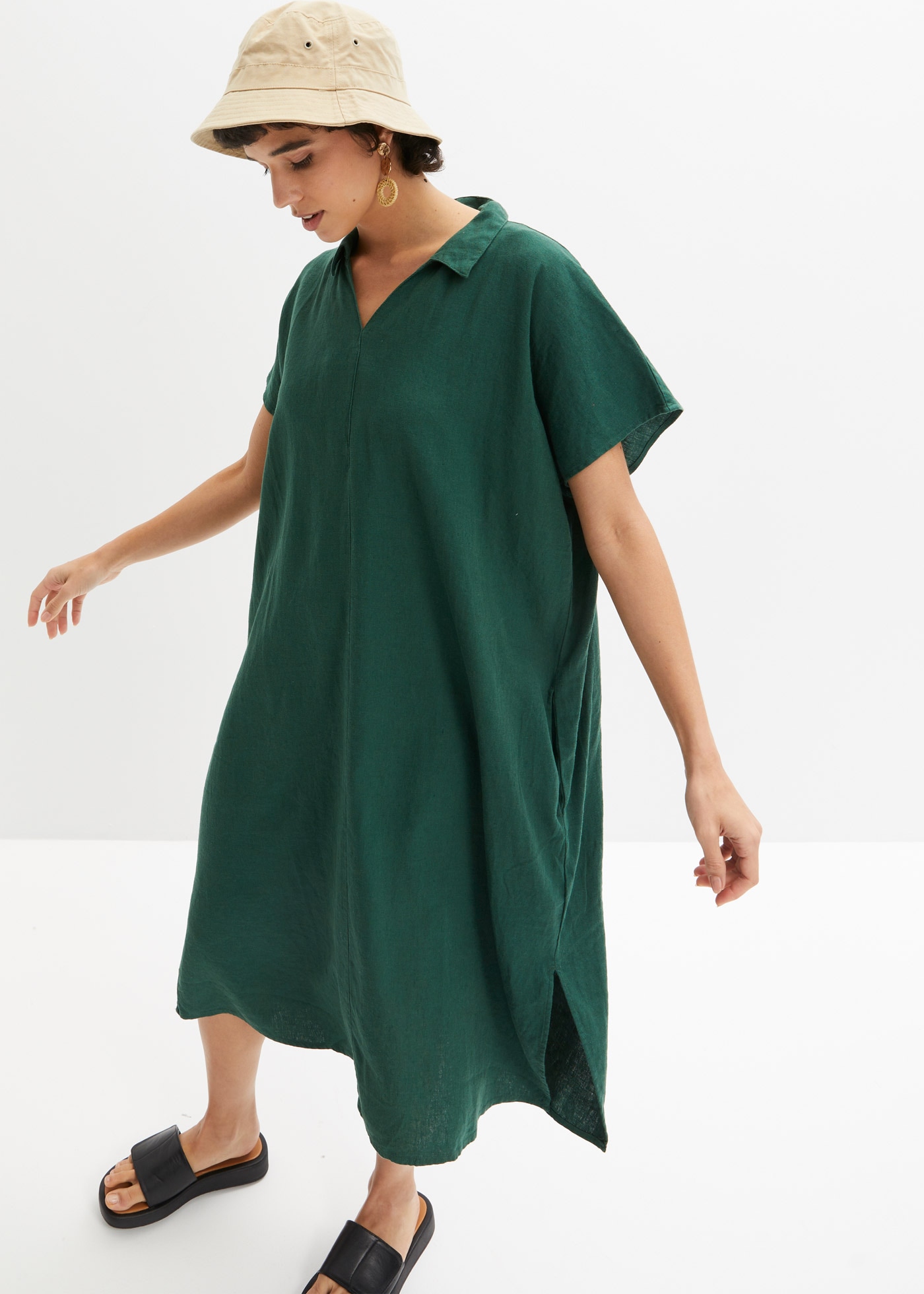 bonprix Tunikakleid »Kaftan-Kleid aus leichtem Leinen-Viskose-Mix« Kaftan-Kleid aus leichtem Leinen-Viskose-Mix