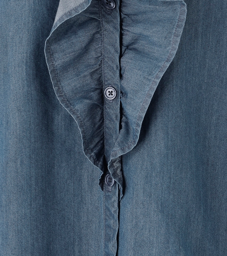 Aniston SELECTED Jeansbluse mit Volants am streckenden V-Ausschnitt - NEUE KOLLEKTION