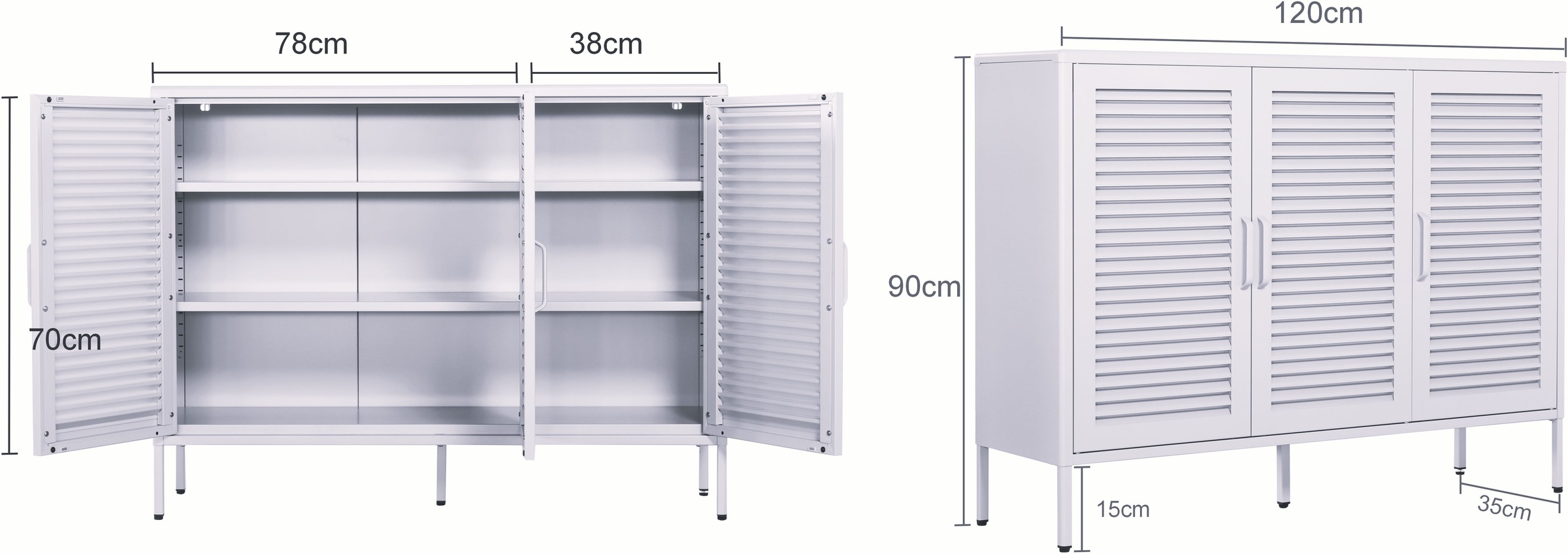 OTTO home Wäscheschrank »GERRON Sideboard Wäscheschrank Metallschrank« Schrank Anrichte Kommode Breite 120cm mit 3 Türen