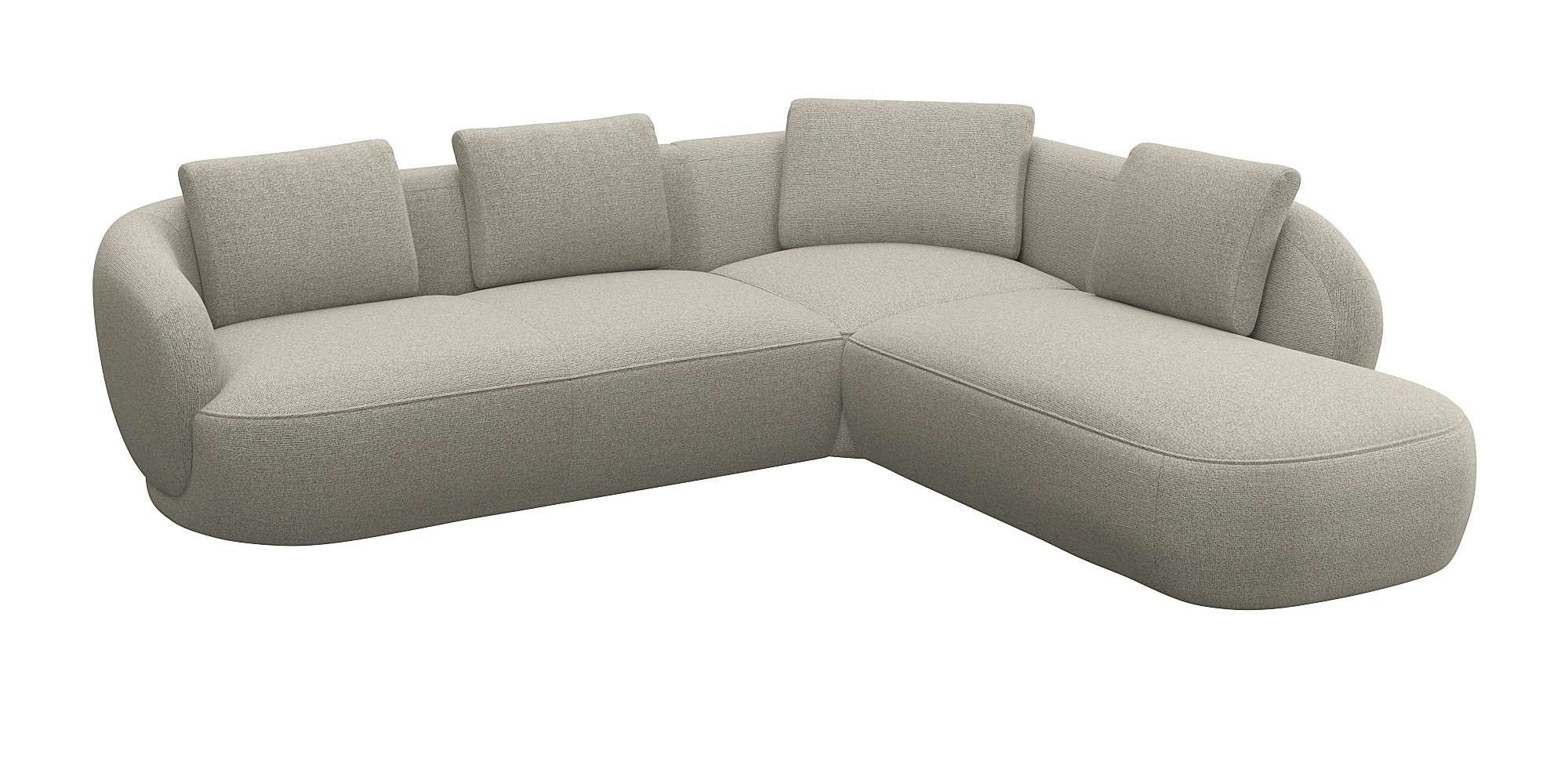 FLEXLUX Ecksofa »Torino, rund, L-Form, Sofa-Ecke mit Ottomane«, Modernes, organisches Sofa-Design, Kaltschaum, Wellenunterfederung