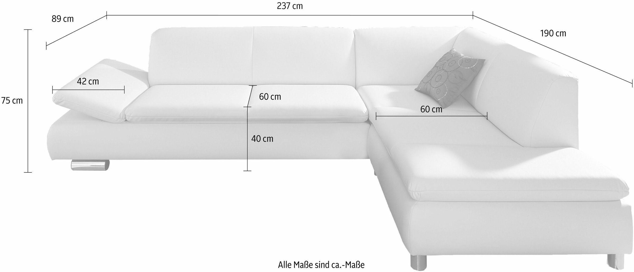 Max Winzer® Ecksofa »Toulouse modern und bequem, aktuelles Design, hoher Sitzkomfort«, mit klappbaren Armlehnen, Breite 237 cm