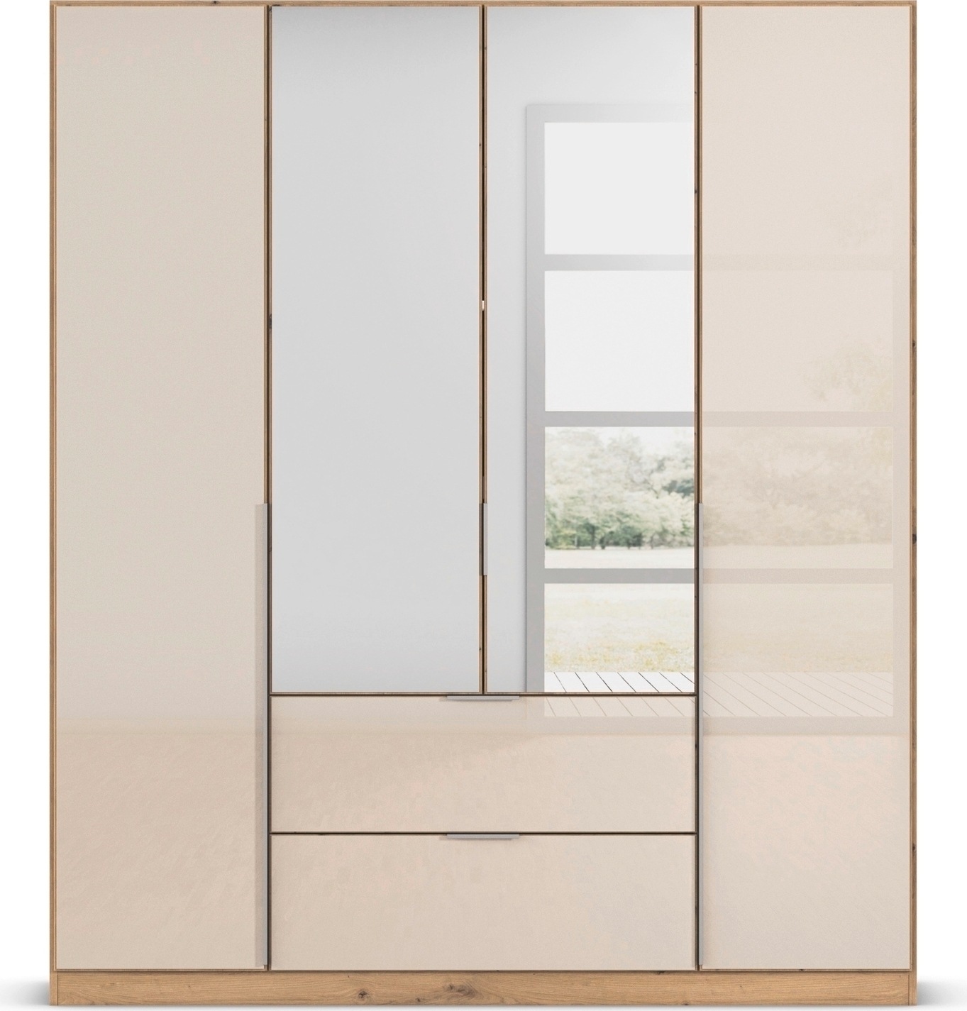 rauch Drehtürenschrank »Kleiderschrank Kleiderschränke Schrank Garderobe AGORDO mit Glasfront«, mit Außenschubkästen, in 6 Breiten und 2 Höhen MADE IN GERMANY