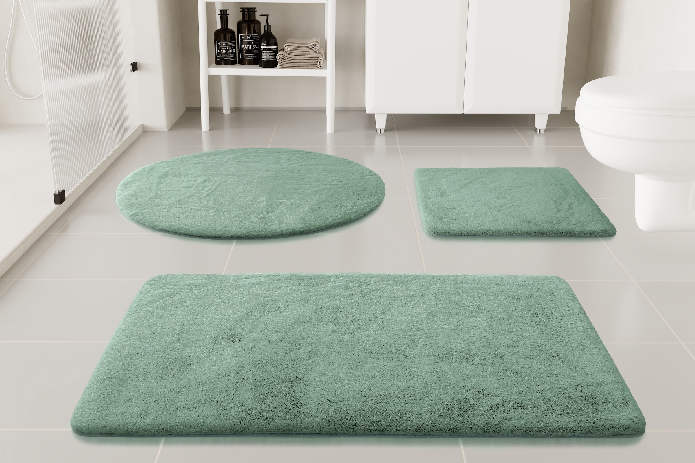 OTTO home Badematte »Lennja« Höhe 25 mm rutschhemmend beschichtet fußbodenheizungsgeeignet Badteppich, getuftet, Uni, antirutsch, flauschig  wie Kaninchenfell