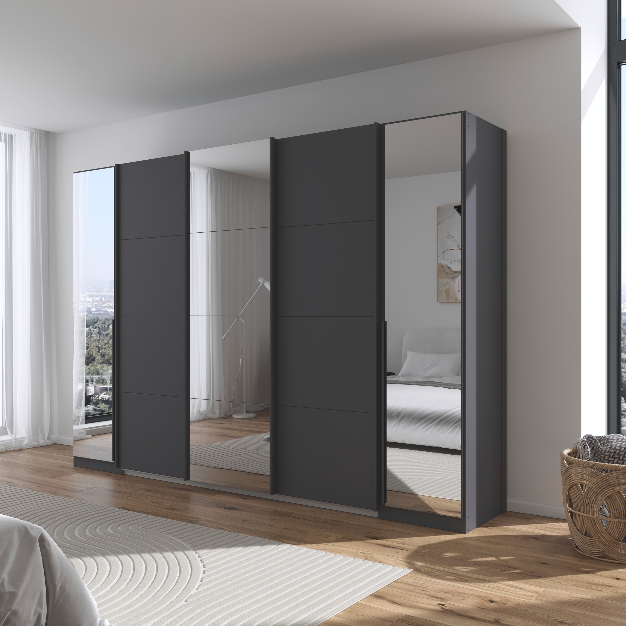rauch Schwebetürenschrank »Agordo«, (im angesagten Mix aus Dreh- und Schwebetüren), optional mit Spiegel und zwei Griff-Farben MADE IN GERMANY