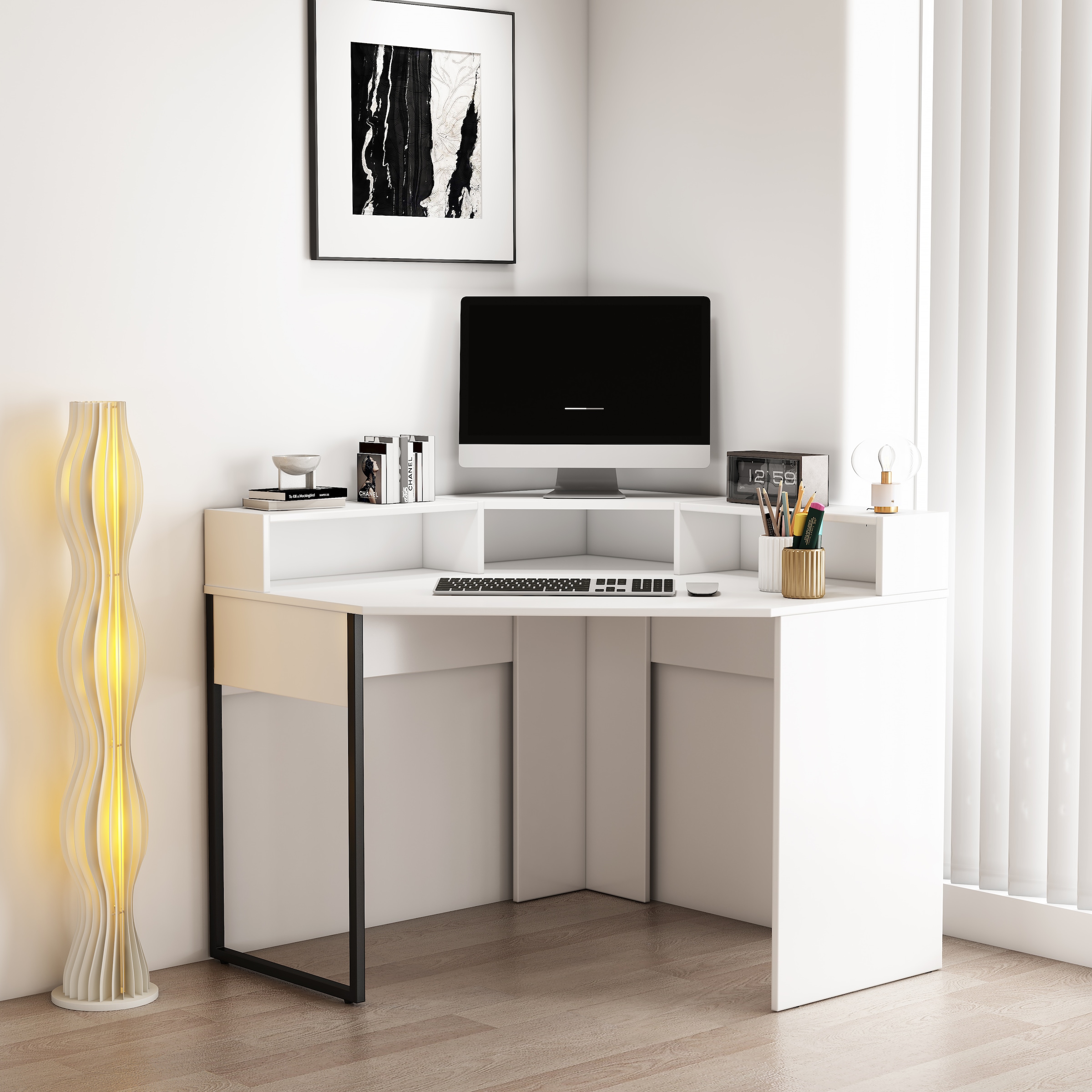 OTTO home Eckschreibtisch "Moid", mit Schreibtischaufsatz, modernes Design, günstig online kaufen