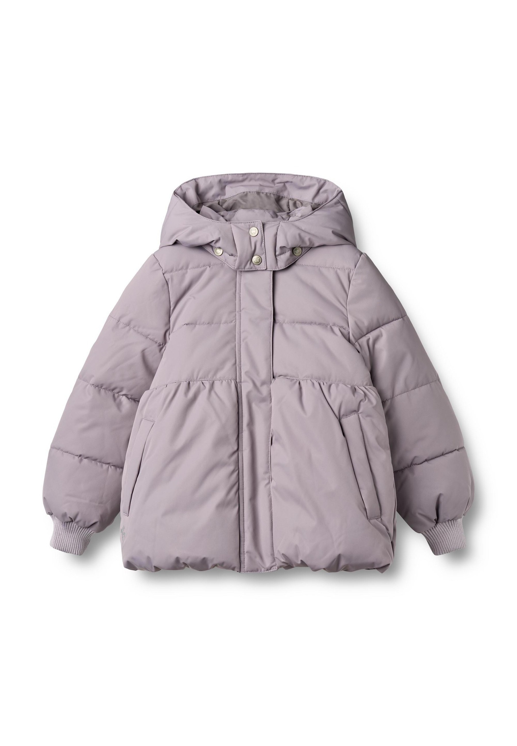 Winterjacke WHEAT "WHEAT Puffer Jacket Karla", Mädchen, Gr. 110, schwarz lavender, 100% Polyester, unifarben, normal, ohne Ausschnitt, Jacken Winterjacke, atmungsaktiv