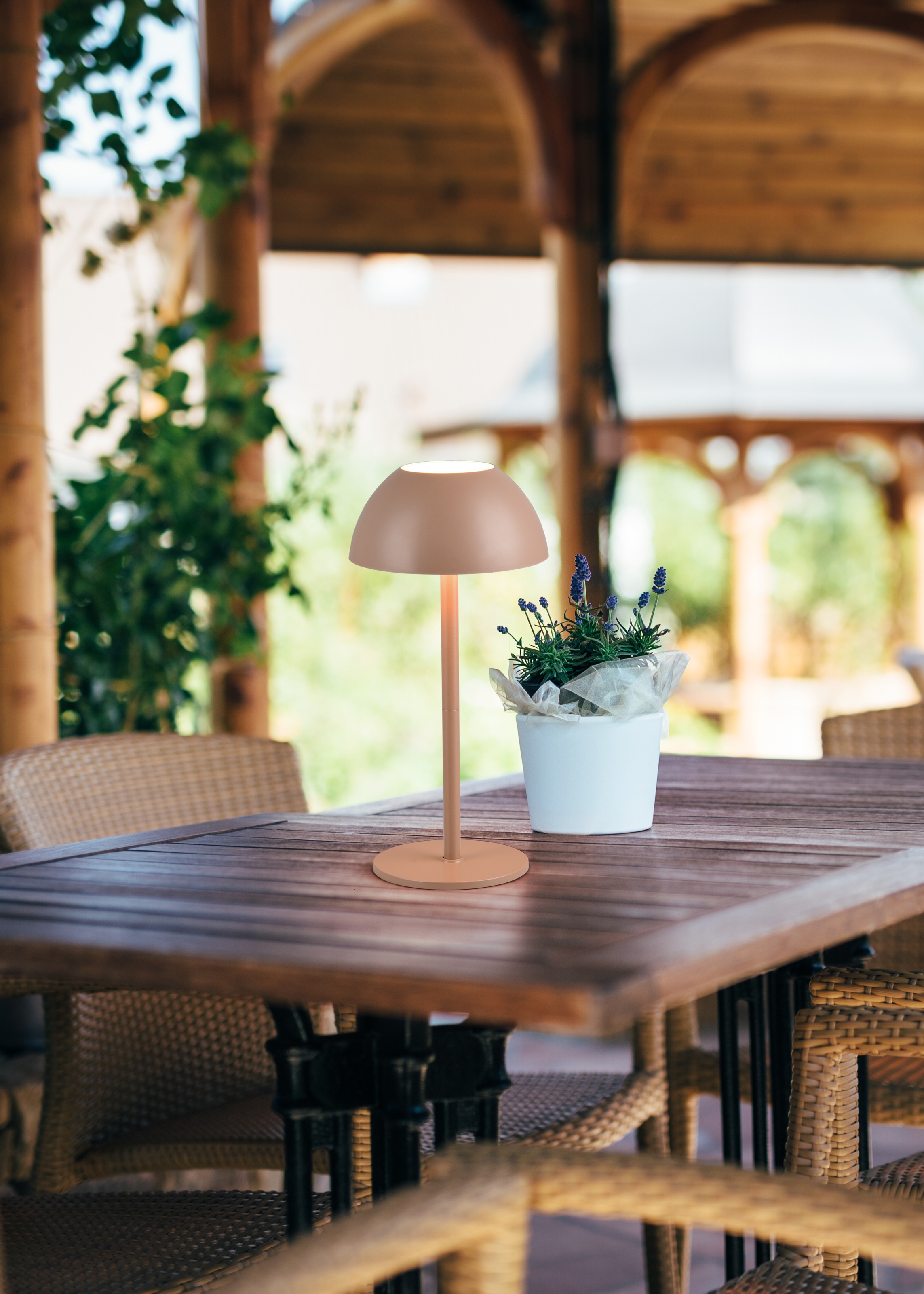 my home LED Außen-Tischleuchte »Abbey Tischleuchte 2er-Set« LED-Board 2 Stk. Warmweiß 2er Set Outdoor Akku Tischlampe Pilzdesign USB-C 4-fach Touch Dimmer