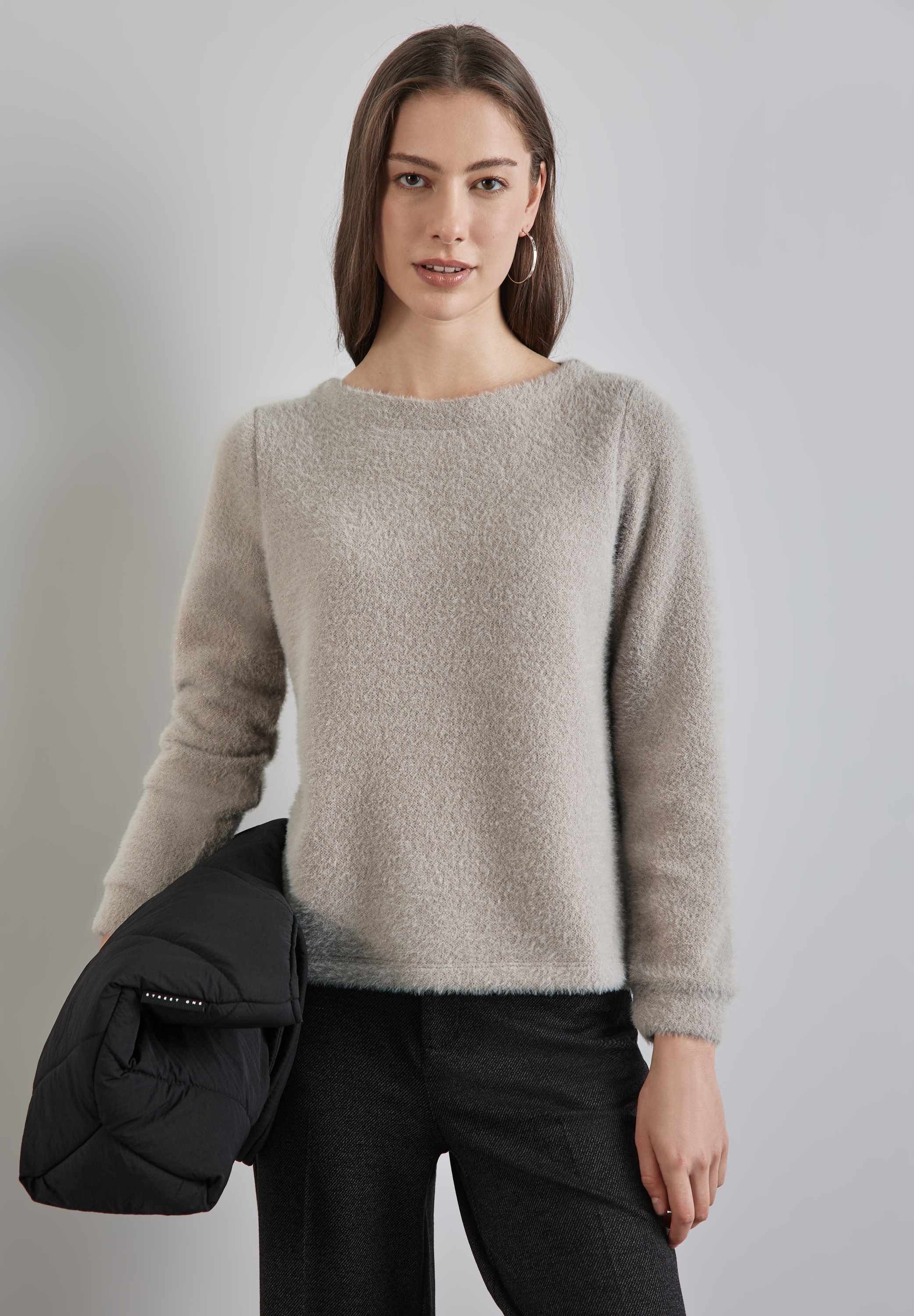 STREET ONE Langarmshirt aus softem Materialmix