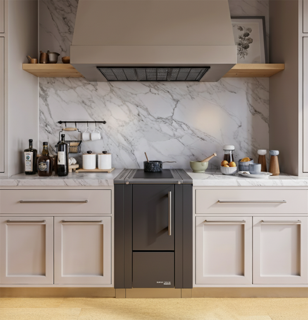 Haas + Sohn Festbrennstoffherd »HS 40, anthrazit, Herdrahmen Edelstahl, Stahlkochplatte« anthrazit,  ohne Sichtfenster