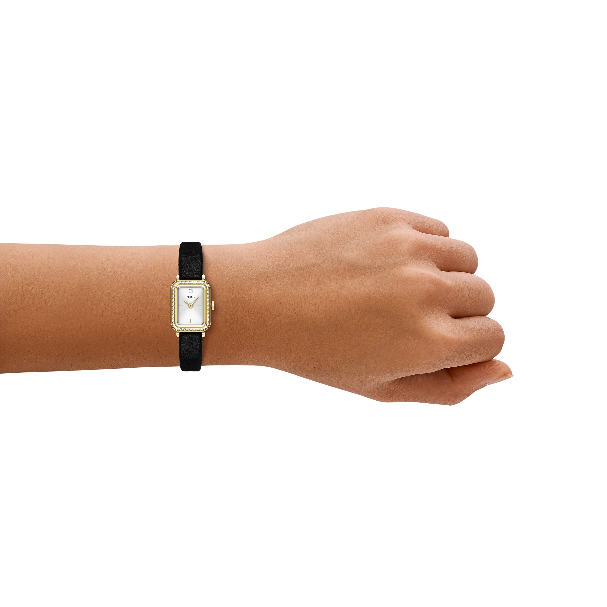 Fossil Quarzuhr »RAQUEL« Armbanduhr, Damenuhr, analog, Glassteine