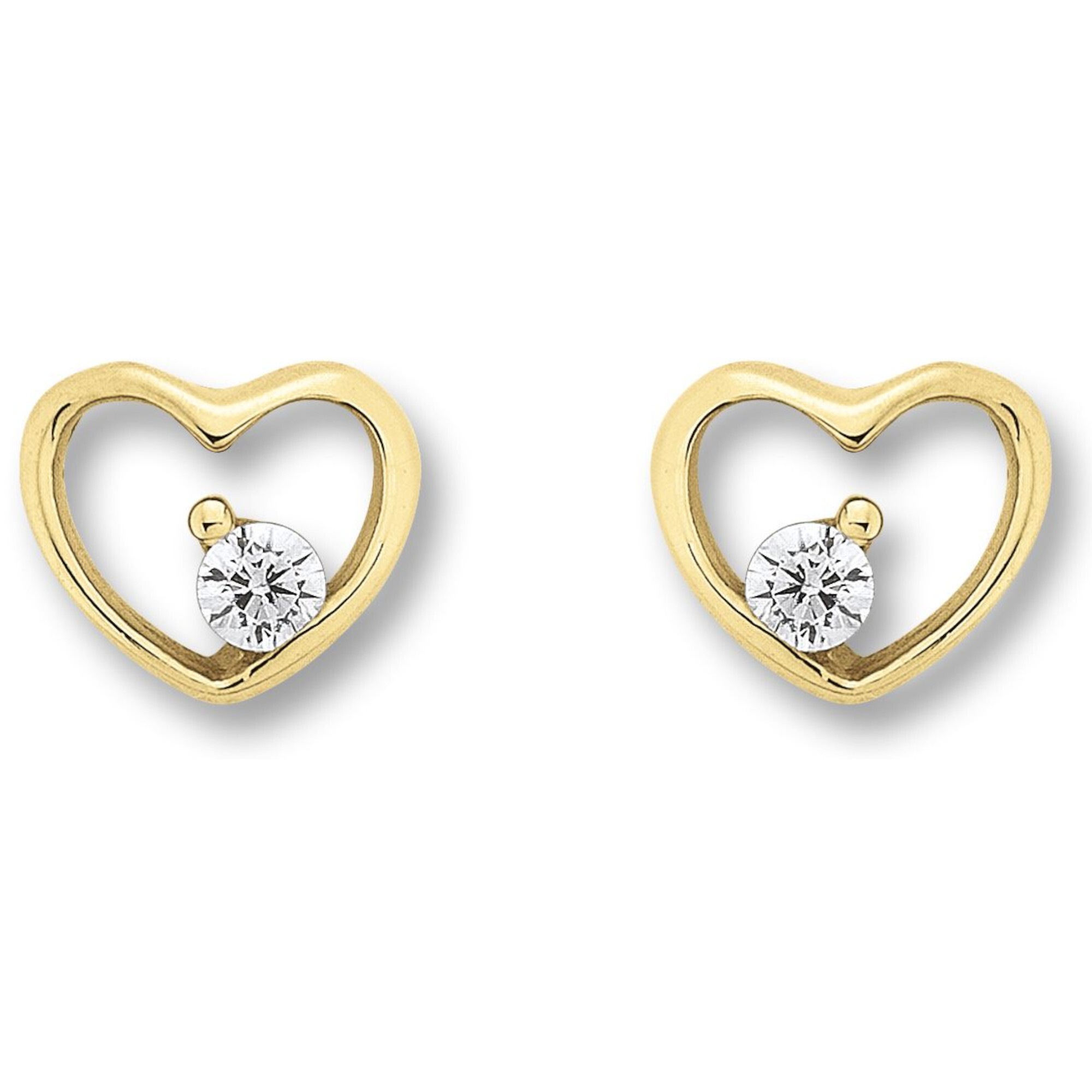 Paar Ohrhänger ONE ELEMENT "Zirkonia Herz Ohrringe Ohrstecker aus 333 Gelbgold", gold, Ohrringe, Damen, Damen, Gelbgold 333 Gold, Gelbgold 333, Gold, Ein Geschenk von Herzen – zart, elegant & voller Symbolik