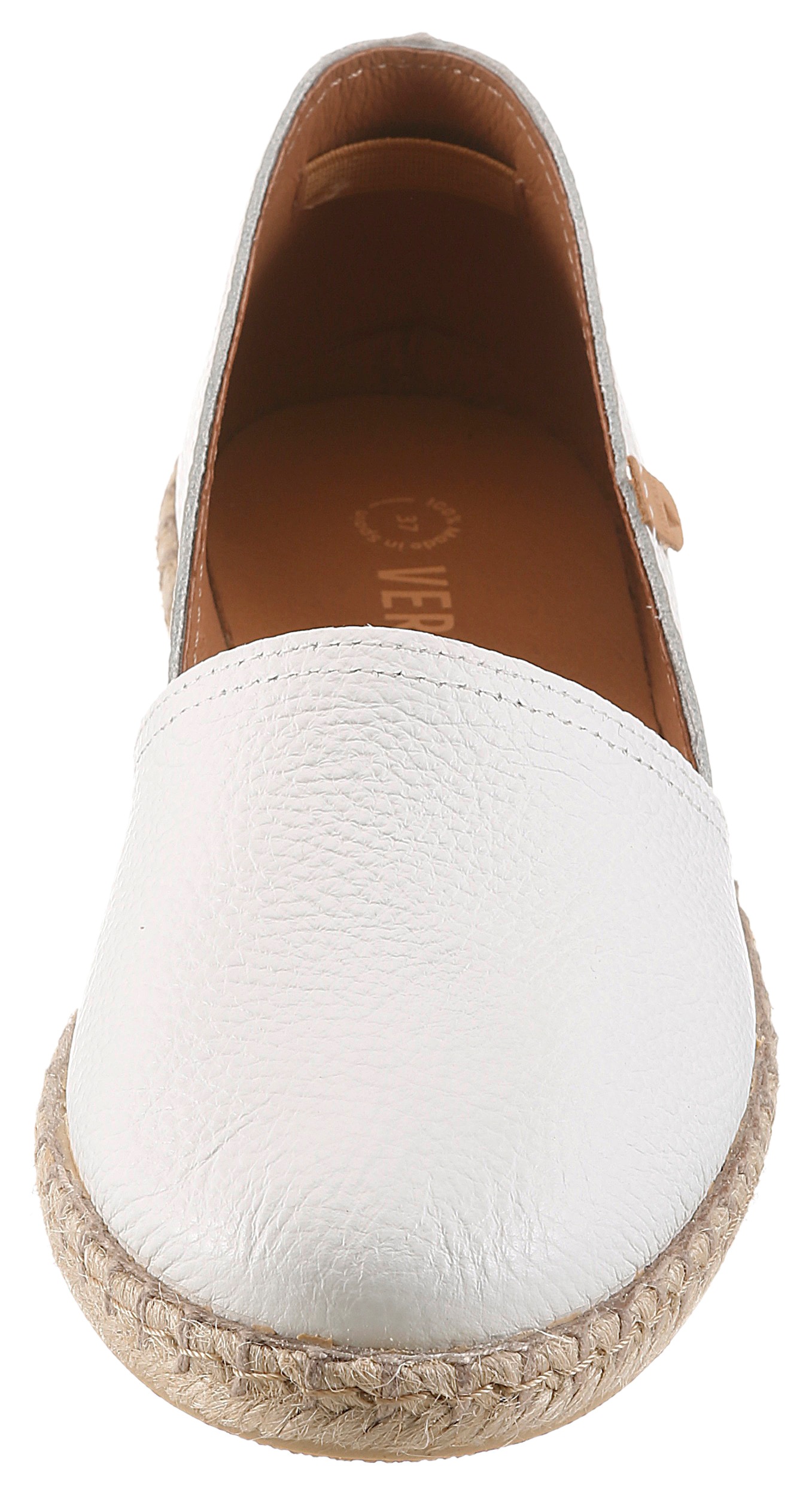 Espadrille VERBENAS "CARMEN", Damen, Gr. 38, weiß, Leder, unifarben, Basic, Schuhe Espadrille, Slipper, Sommerschuh, Urlaubsschuh, Flat mit Rahmennaht 3
