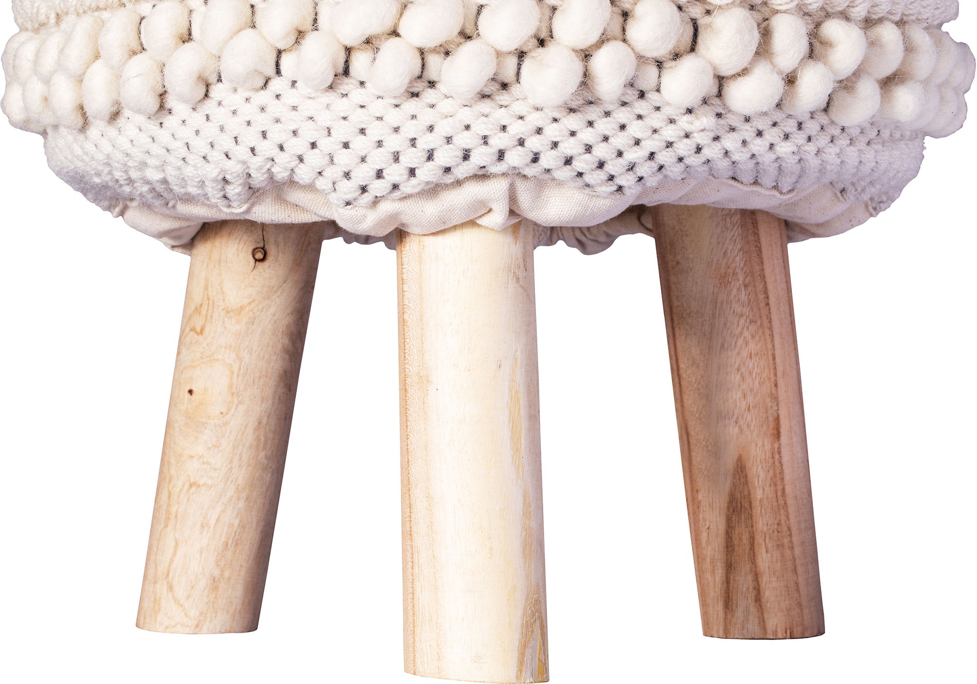 Kayoom Sitzhocker »Hocker Bohist 325, charaktergebende Strukturen mit Fransen und Quasten«, (1 St.), handgefertigtes Unikat, Boho-Style, gut kombinierbar