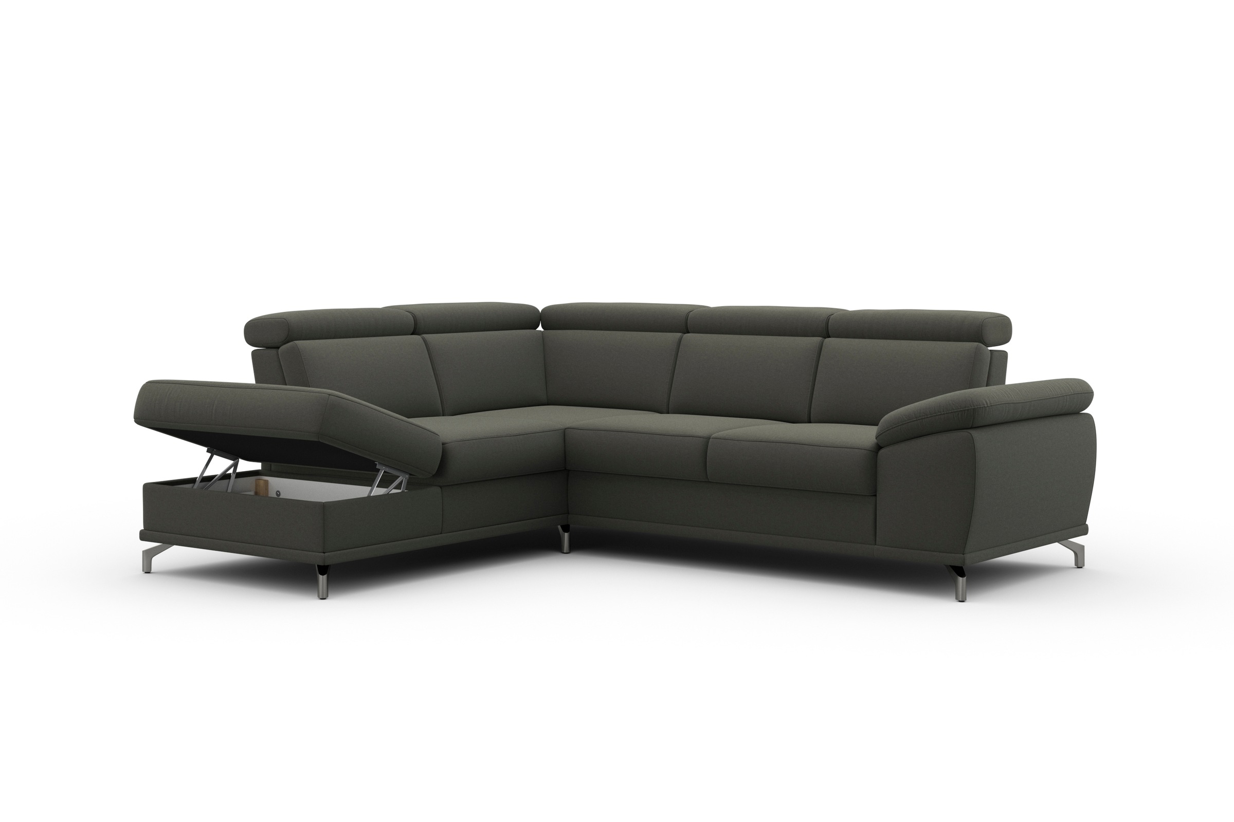 sit&more Ecksofa »Cabrio L-Form, B: 274 cm, mit Sitztiefen-, Arm- & Kopfteilverstellung« 3 Nierenkissen, Federkern, optional Bettfunktion und Stauraum