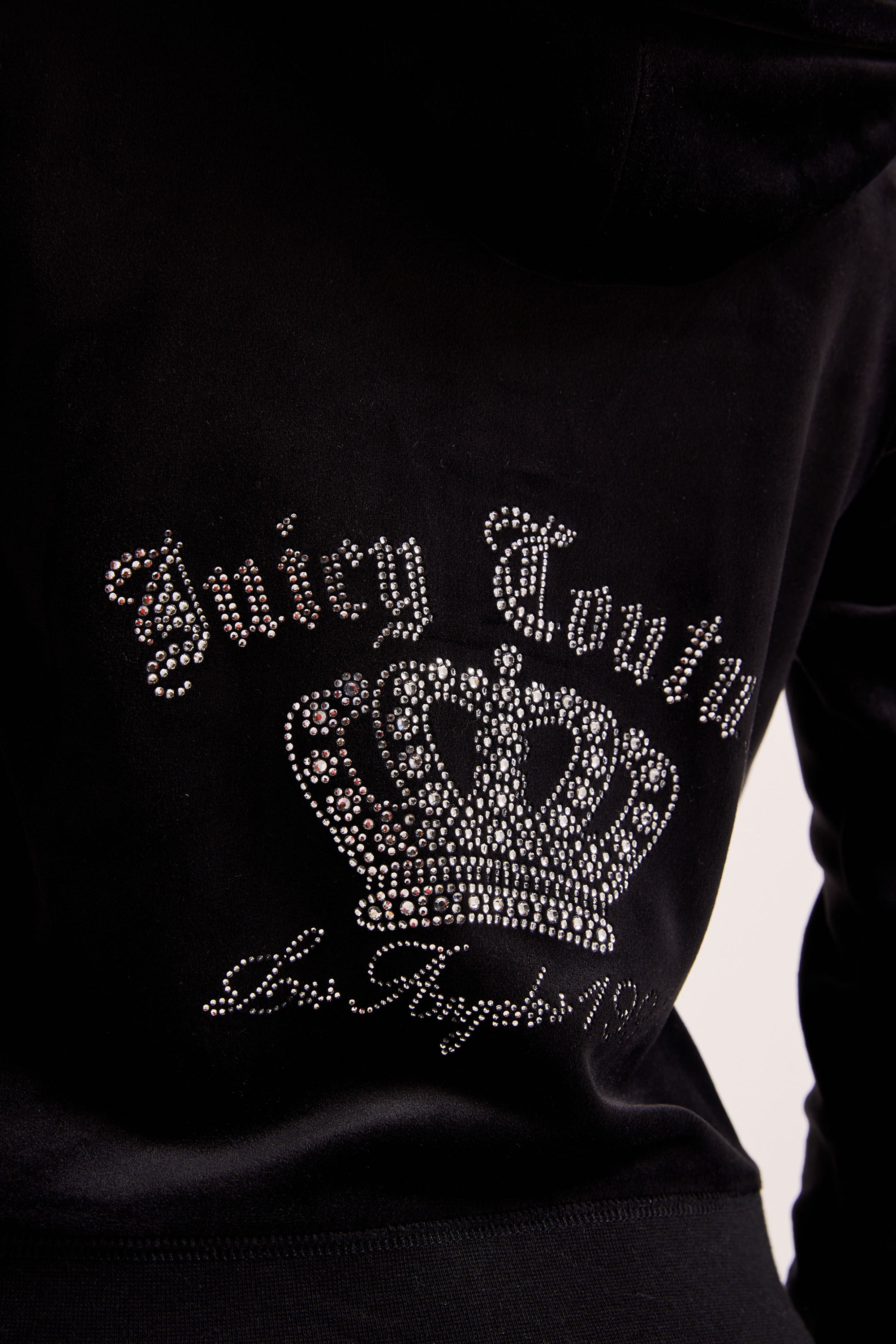 Juicy Couture Kapuzennickijacke »GOTHIC CROWN HOODIE. Damen« mit Kapuze Trainingsjacke Damen, Sweatjacke mit Kapuze, Velour, mit Glitzer, Sale