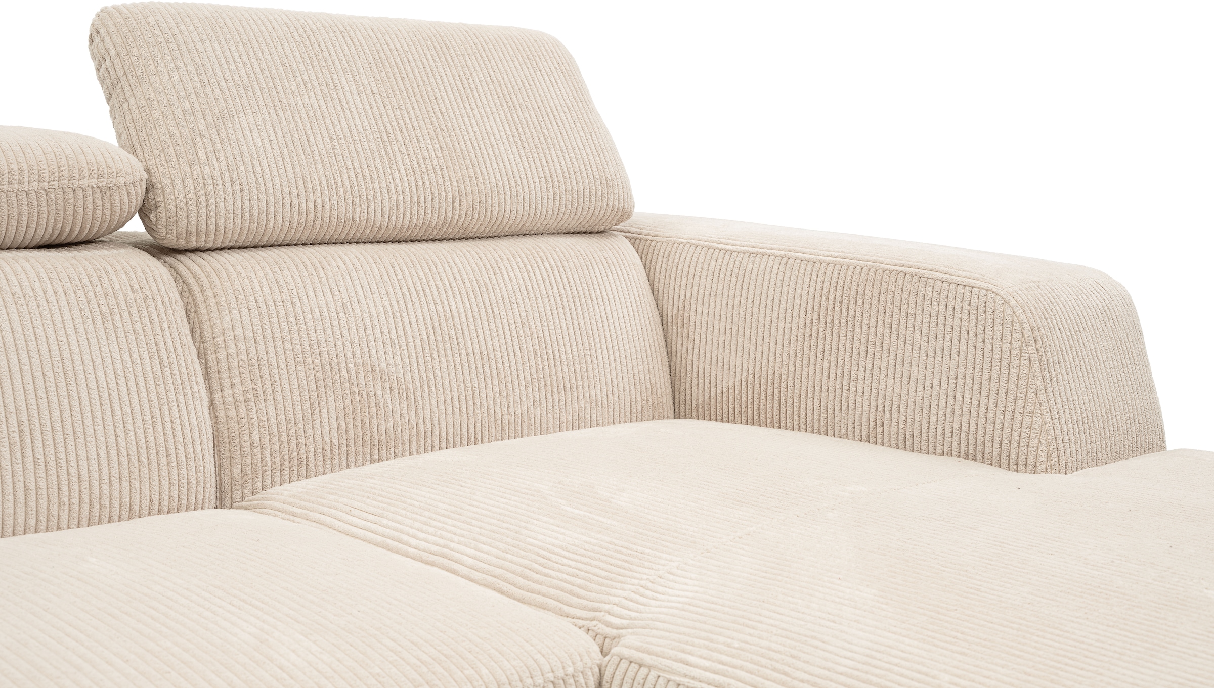 WERK2 Ecksofa »Cherry, modernes Sofa mit Komfortfunktionen, Breite 270cm, L-Form,«, bequem, mit verstellbaren Kopfteilen, Schlaffunktion und Bettkasten