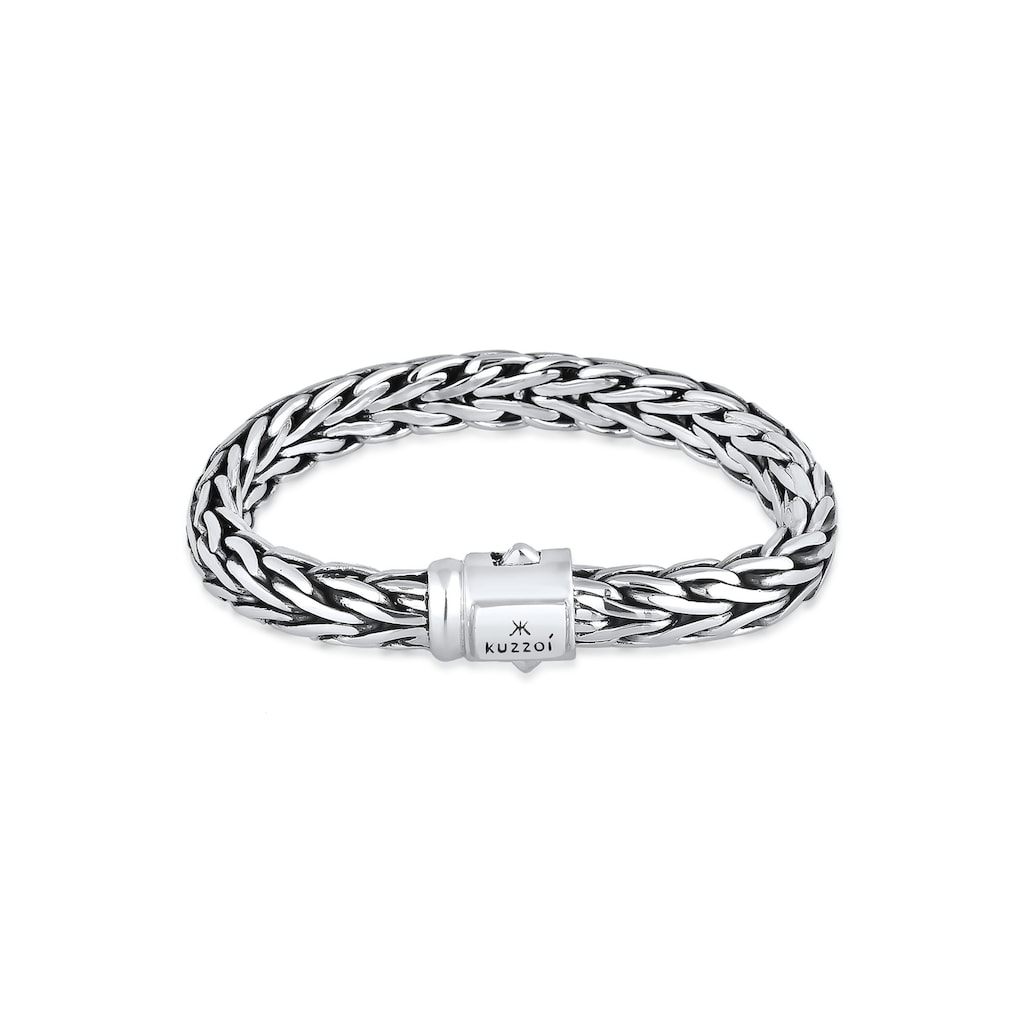 Kuzzoi Armband »Gliederarmband Zopfmuster Unisex 925er Silber«