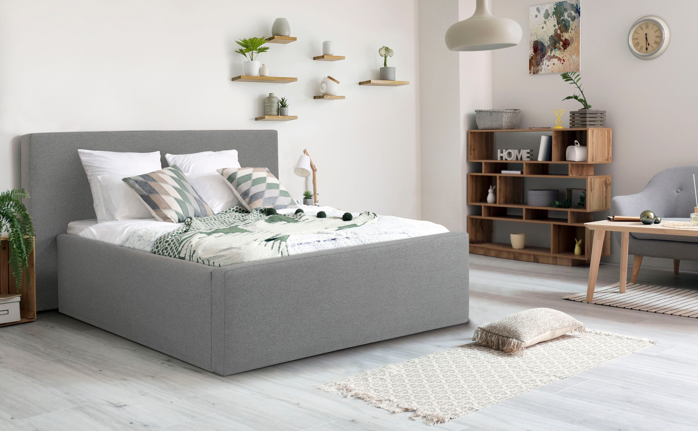 Home affaire Polsterbett "Dalina" geradliniges Kopfteil, in 5 Breiten, auch günstig online kaufen