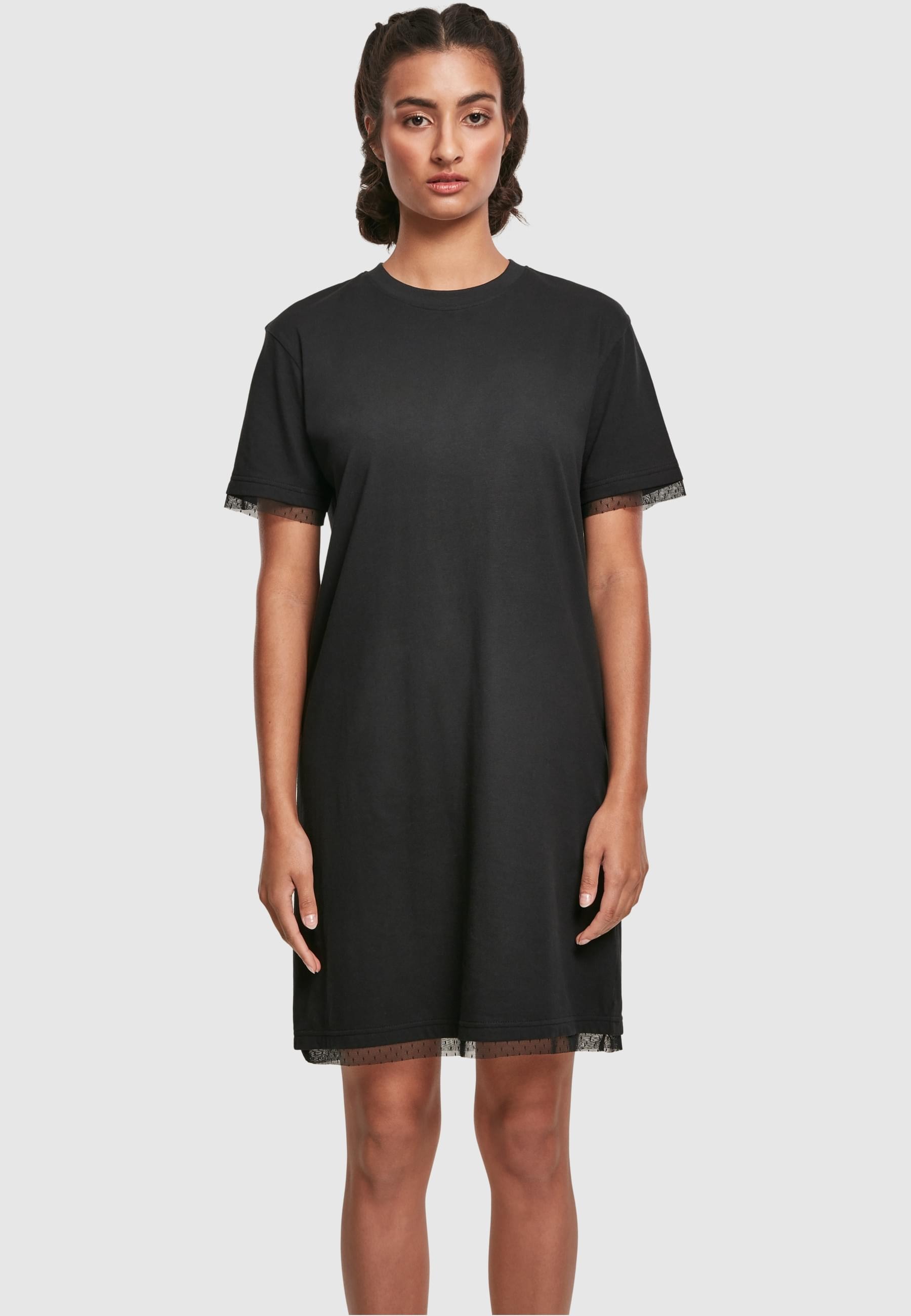 URBAN CLASSICS Shirtkleid »Urban Classics Damen Ladies Boxy Lace Hem Tee Dress«, (1 tlg.)
