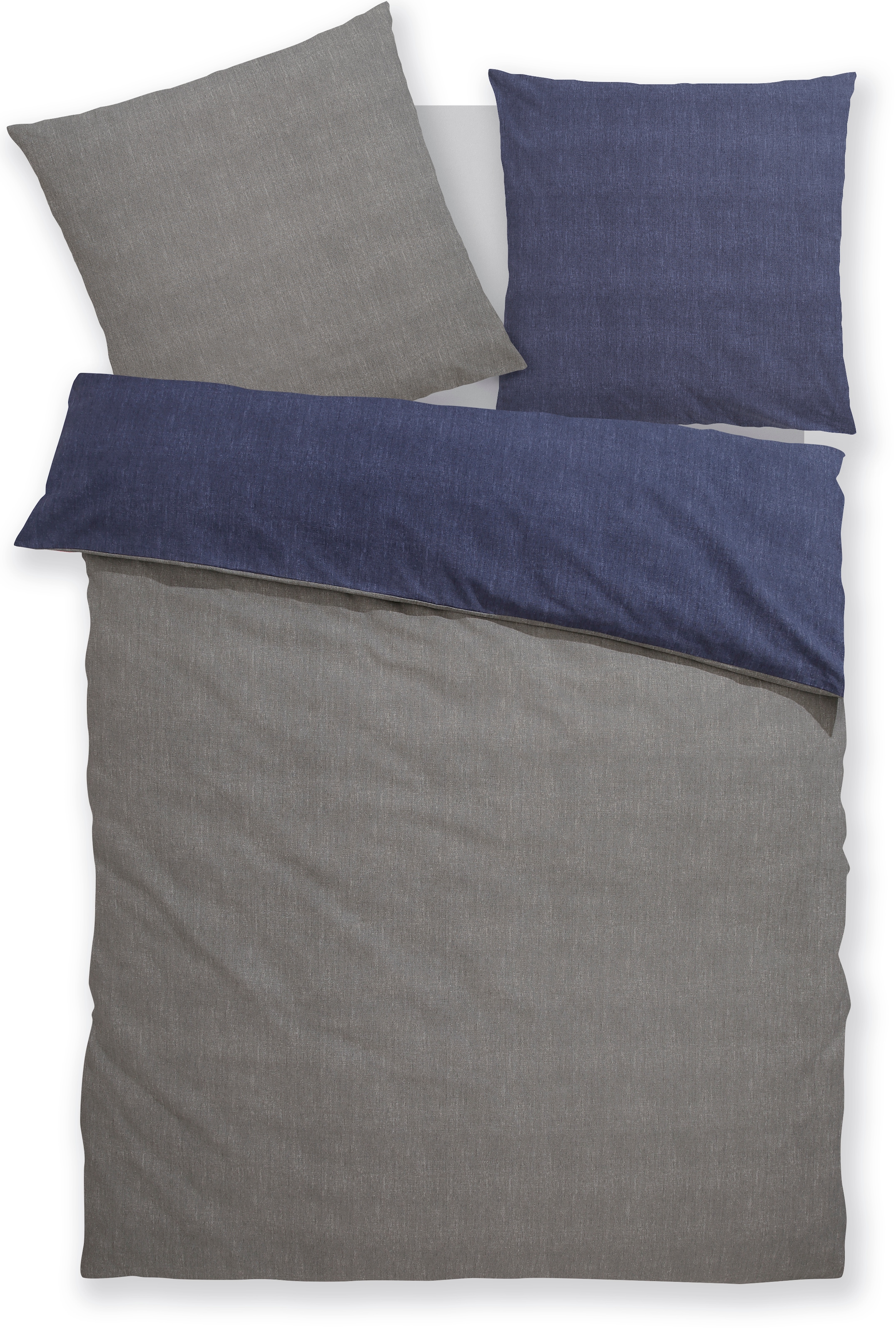 Bruno Banani Wendebettwäsche »Merlin in Gr. 135x200 oder 155x220 cm«, Baumwollbettwäsche, Leinen-Look in Melange-Optik