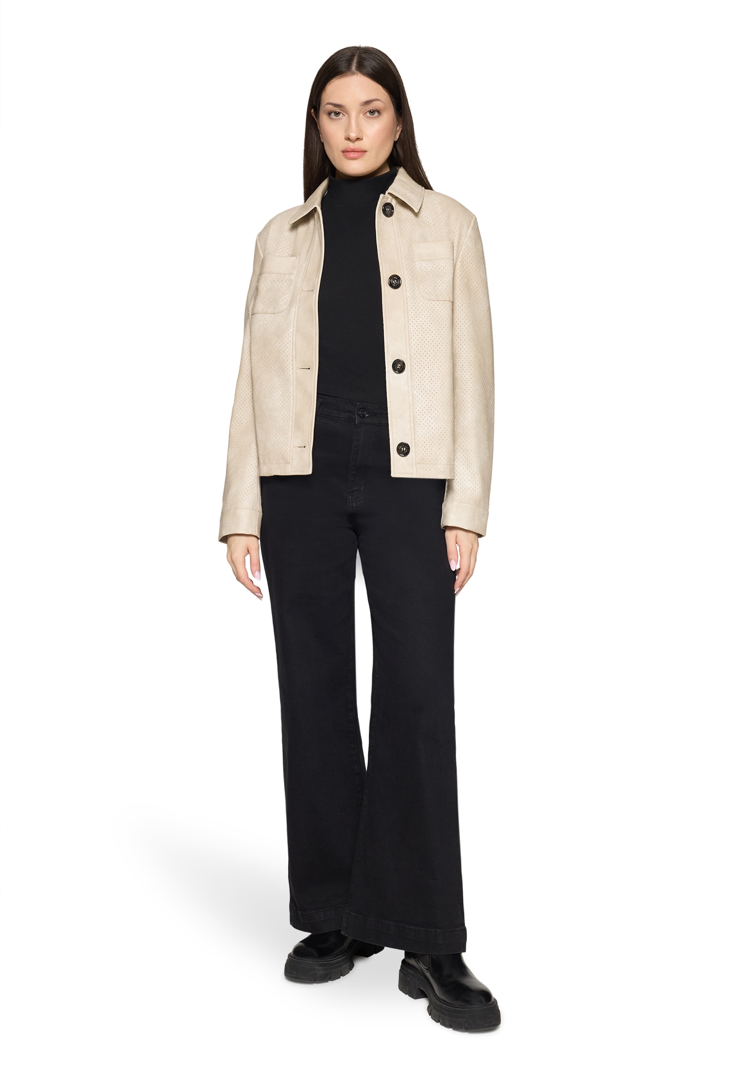 Amber & June Lederjacke »Damen mit Kragen«