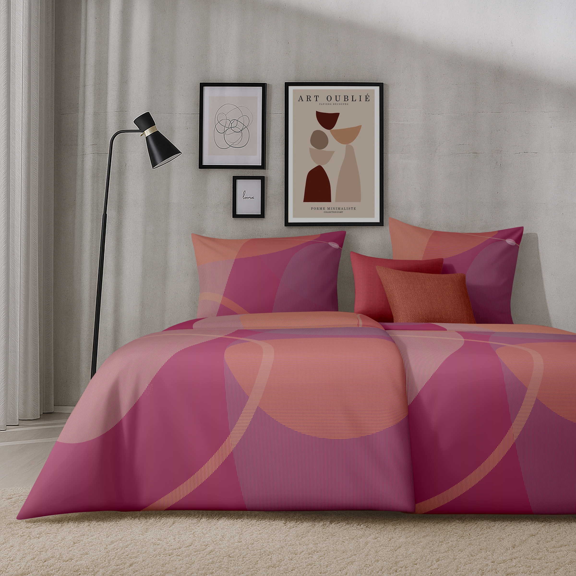 APELT Bettwäsche "Graphics" 2 Bettwäsche-Set mit Reißverschluss, Baumwoll-Satin, Digitaldruck