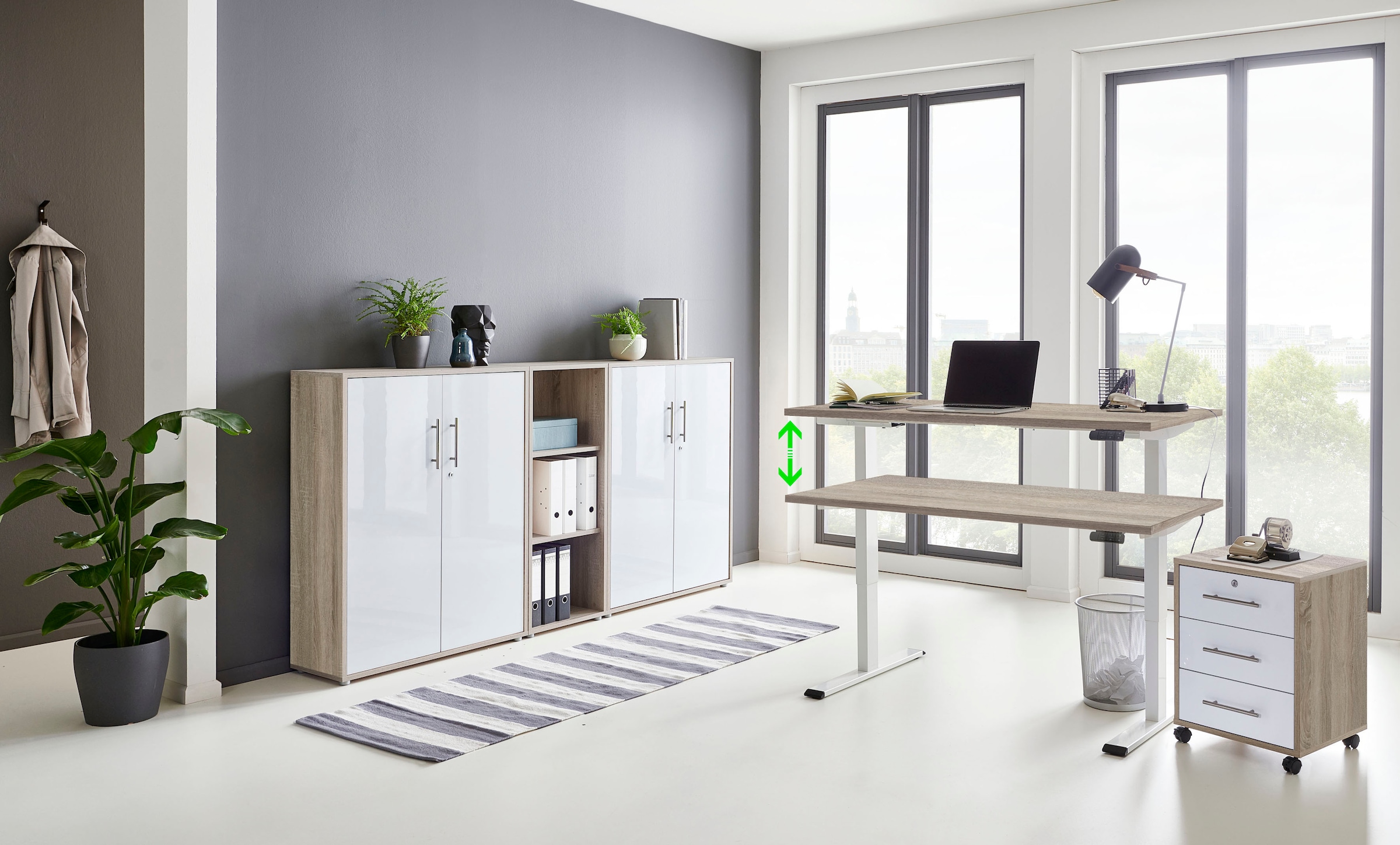 BMG Möbel Büromöbel-Set "Tabor", (Set, 5 tlg.), mit elektrisch höhenverstellbarem Schreibtisch