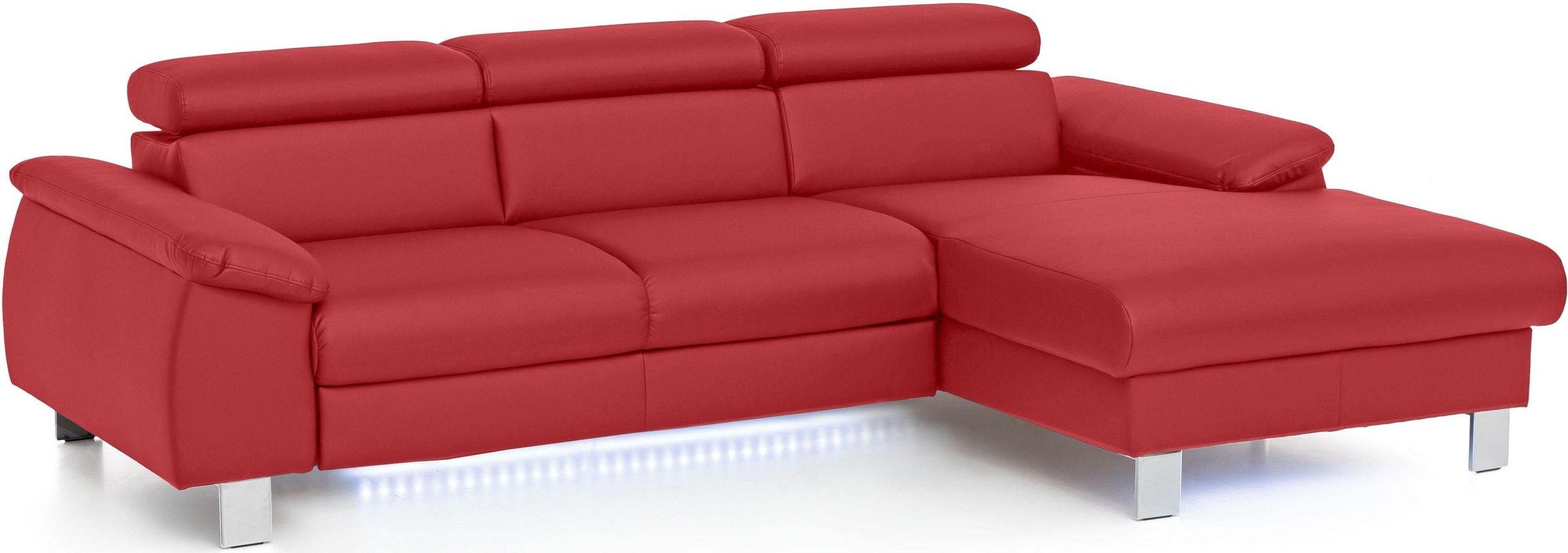 COTTA Ecksofa Komaris, Ecksofa, wahlweise mit RGB-LED-Beleuchtung und Bettfunktion/Bettkasten