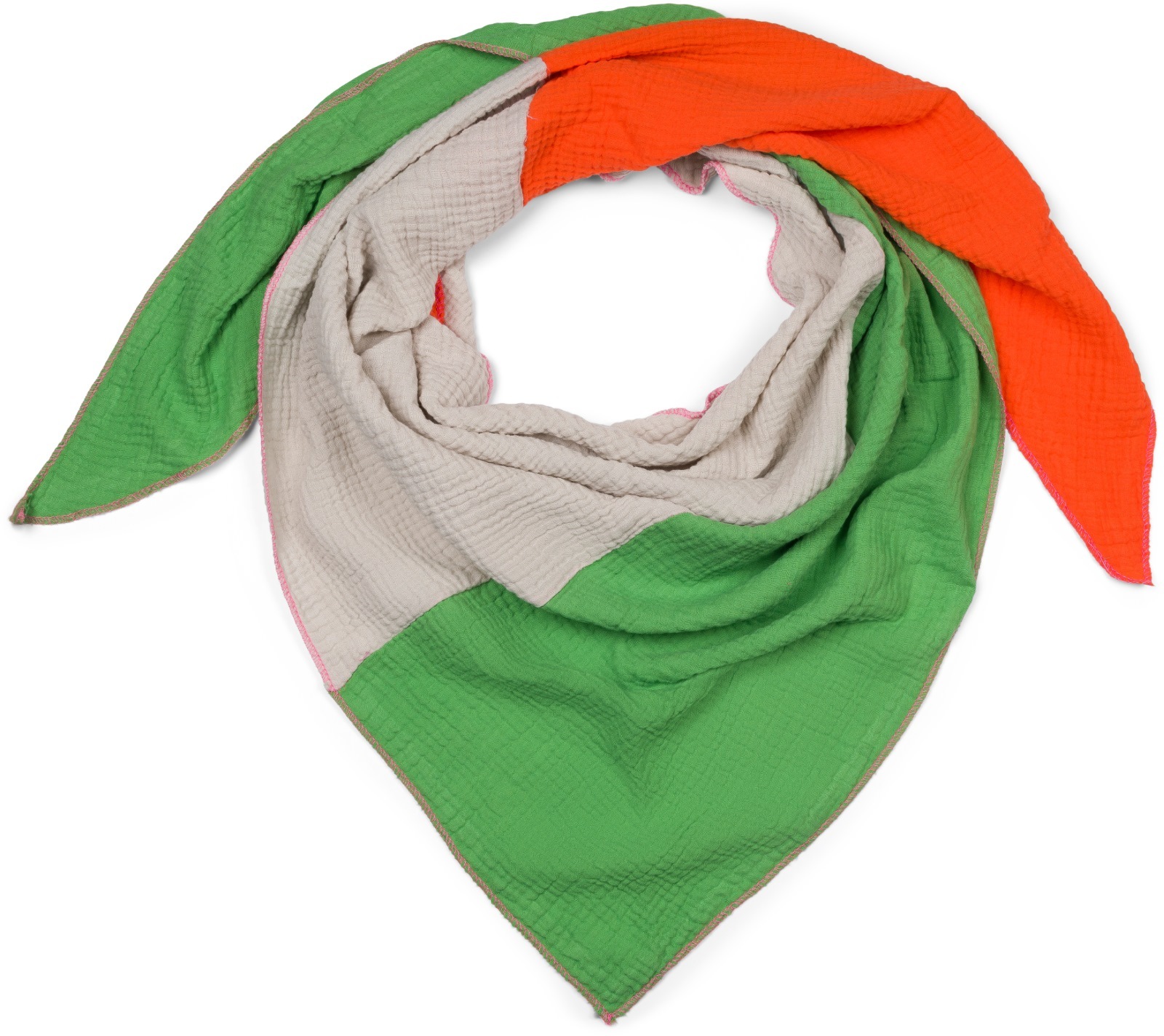 styleBREAKER Dreieckstuch "3-Farbiges Musselin Dreieckstuch" 1 Stk.