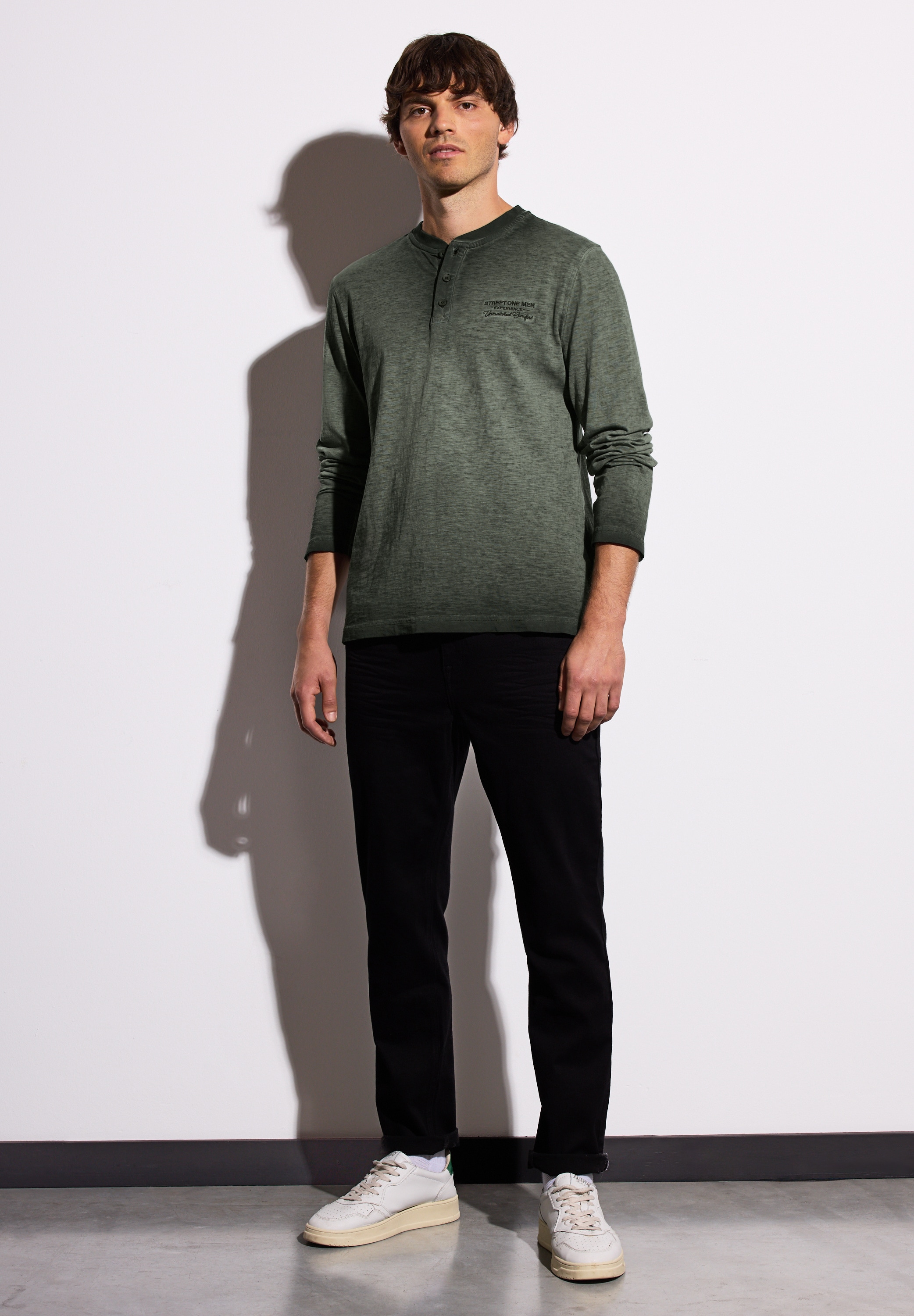STREET ONE MEN Langarmshirt, aus reiner Baumwolle