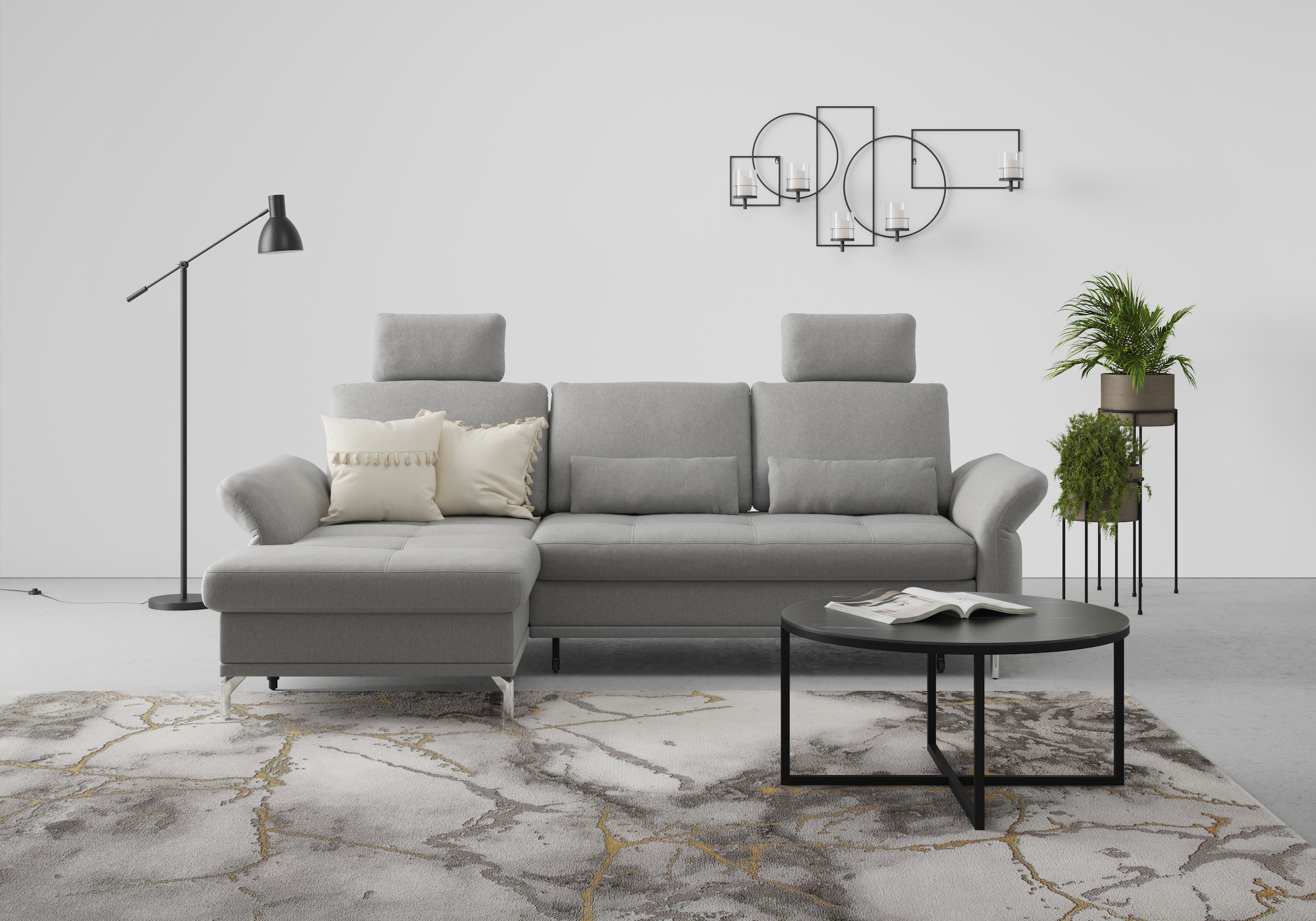 Home affaire Ecksofa "Palm Beach L-Form" Federkern, mit Sitztiefenverstellu günstig online kaufen