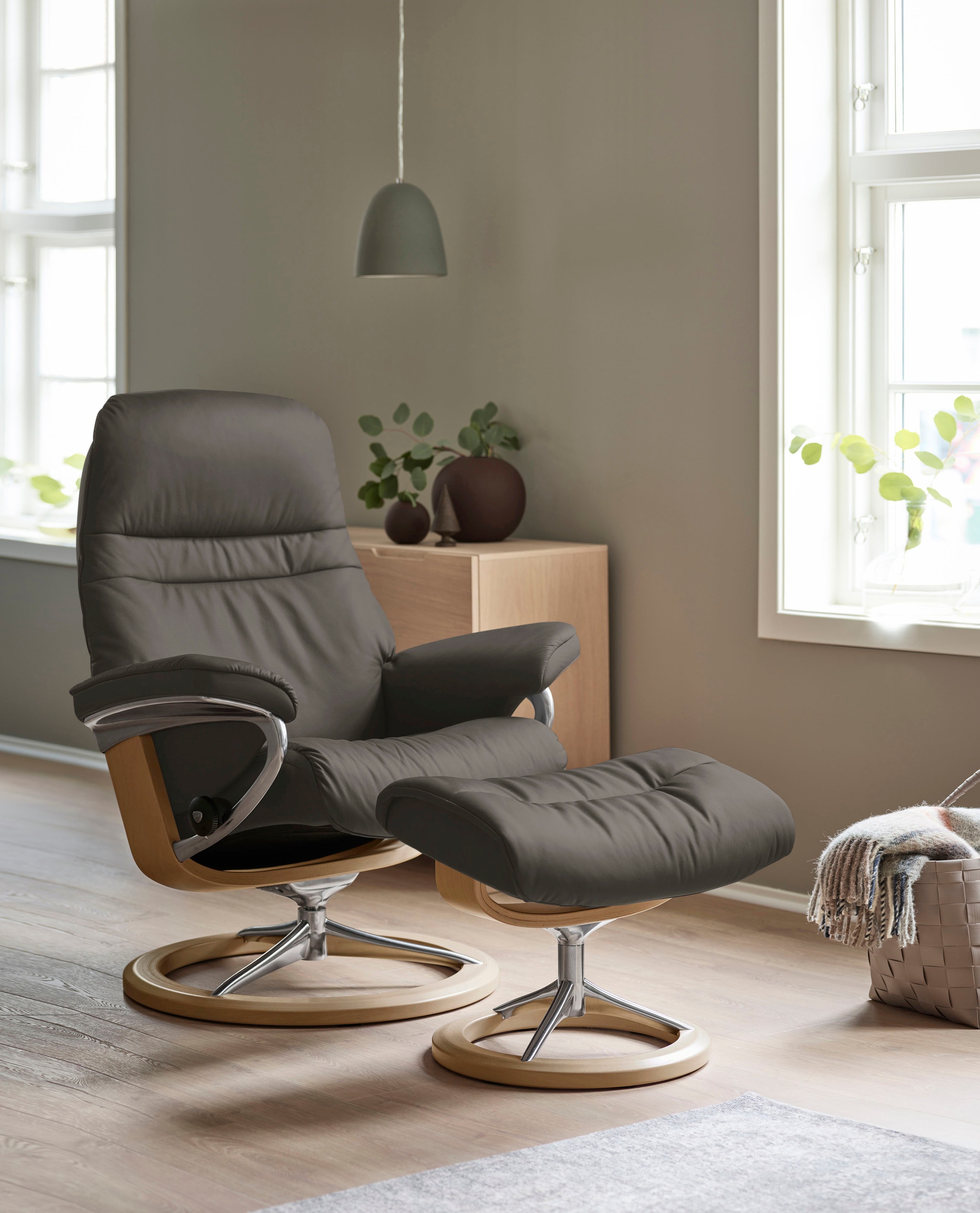 Stressless Relaxsessel "Sunrise" Relaxsessel mit Hocker, mit Signature Base günstig online kaufen