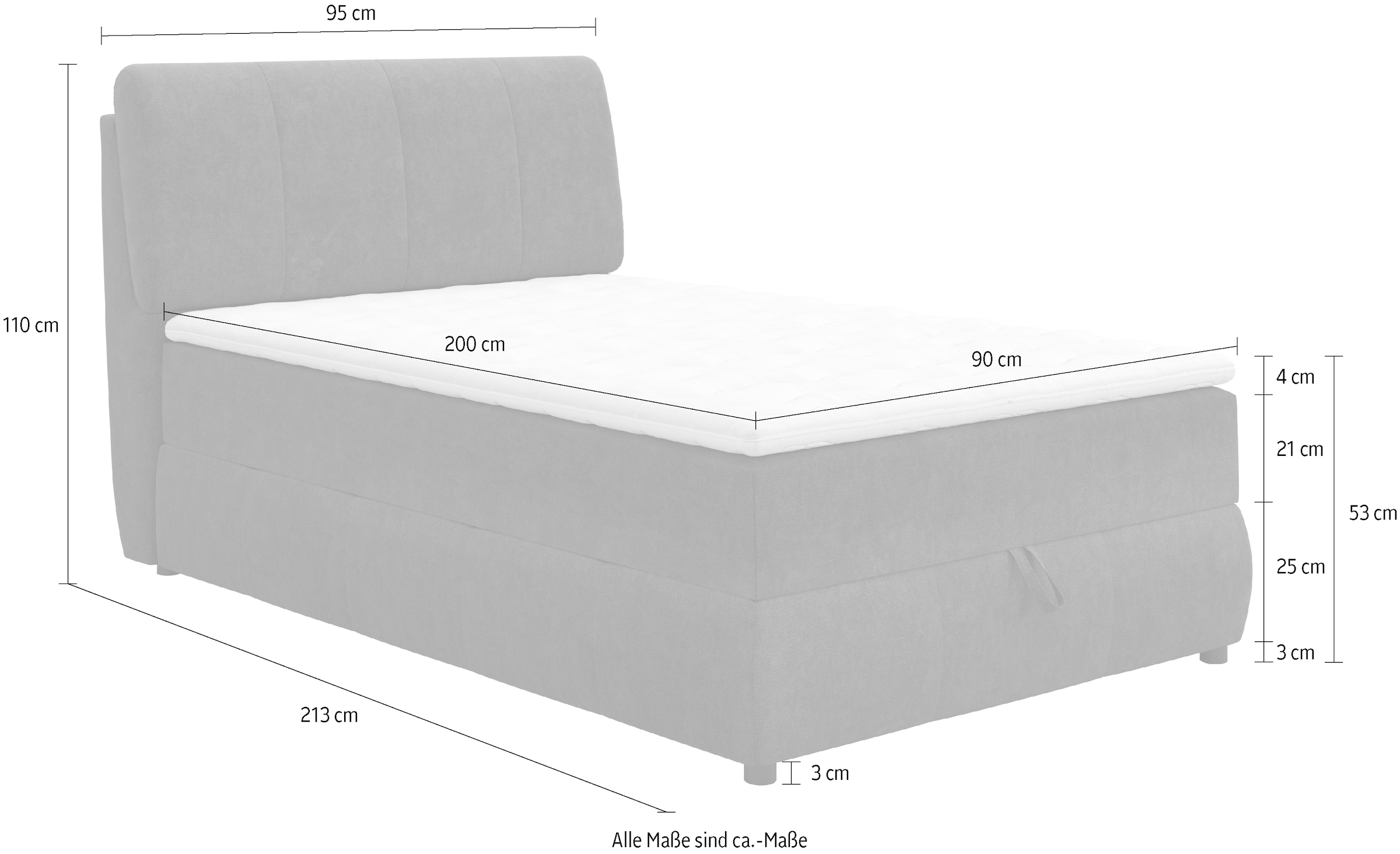 COTTA Boxbett »Cooper«, inkl. Topper, Bettkasten und verstellbarem Kopfteil