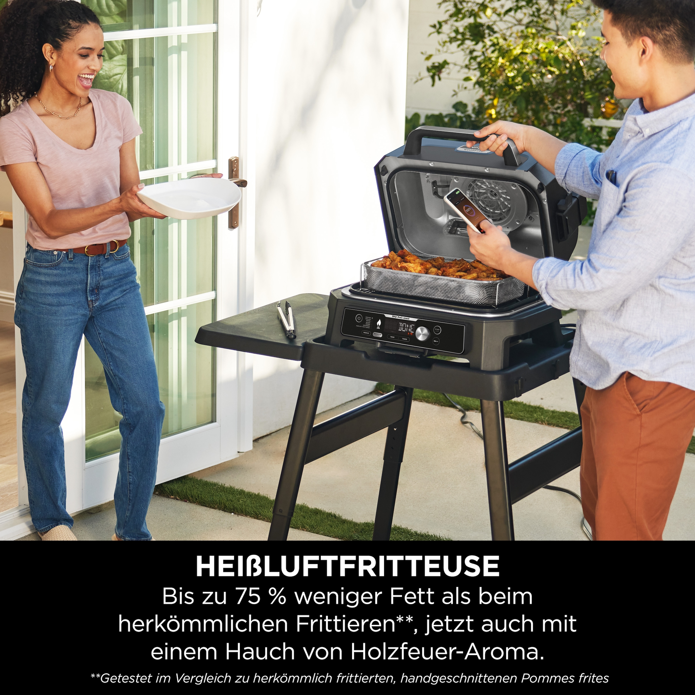 NINJA Tischgrill »Woodfire Pro Connect XL OG901EU«, 1700 W, Elektrischer Outdoor Grill & Smoker