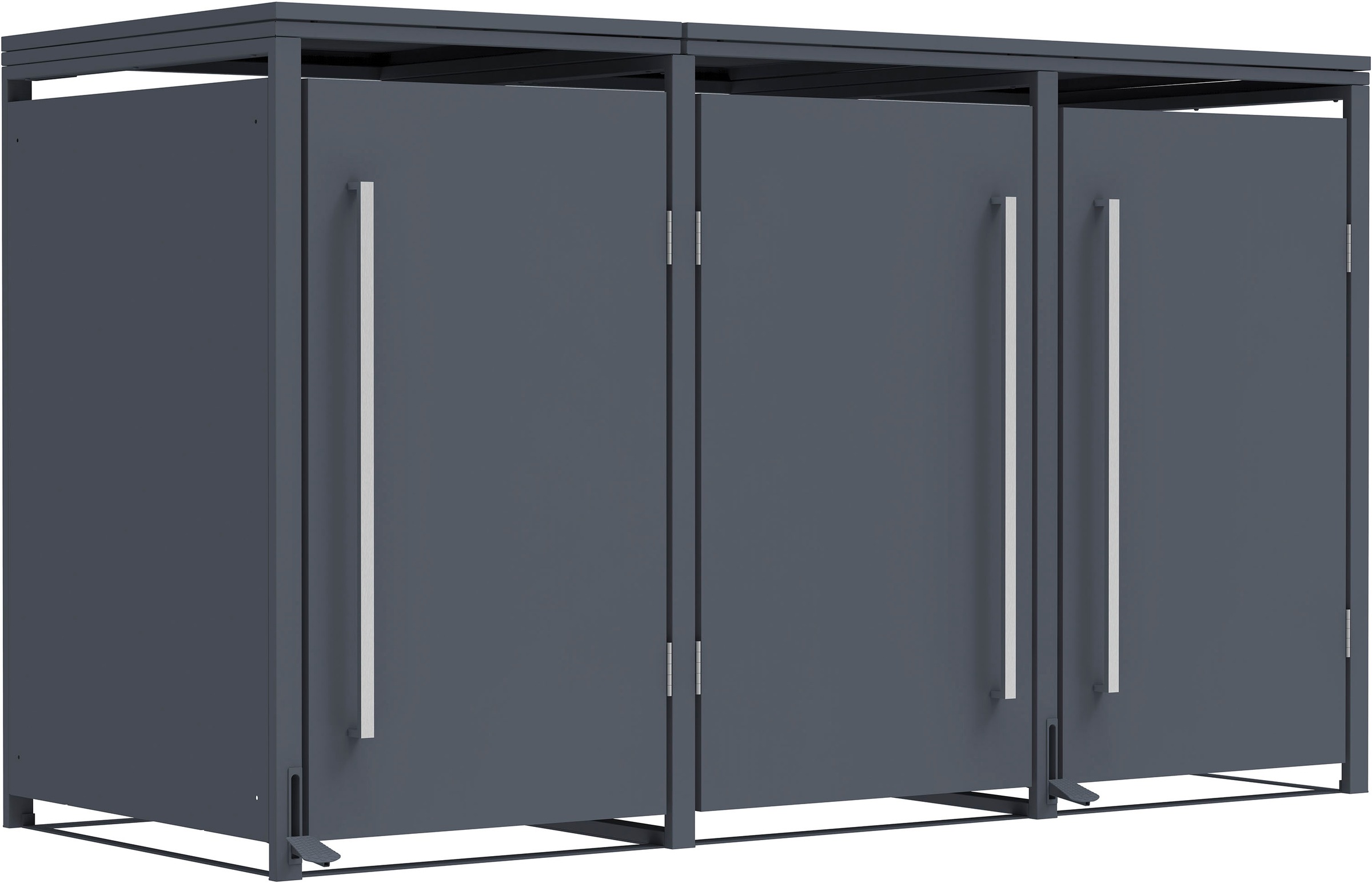 Mülltonnenbox WESTMANN "Pedura 3", grau (anthrazit), B:199cm H:116cm T:80cm, Stahl, Aufbewahrungsboxen, BxTxH: 199x80x116 cm, für 3x240 L Mülltonnen -