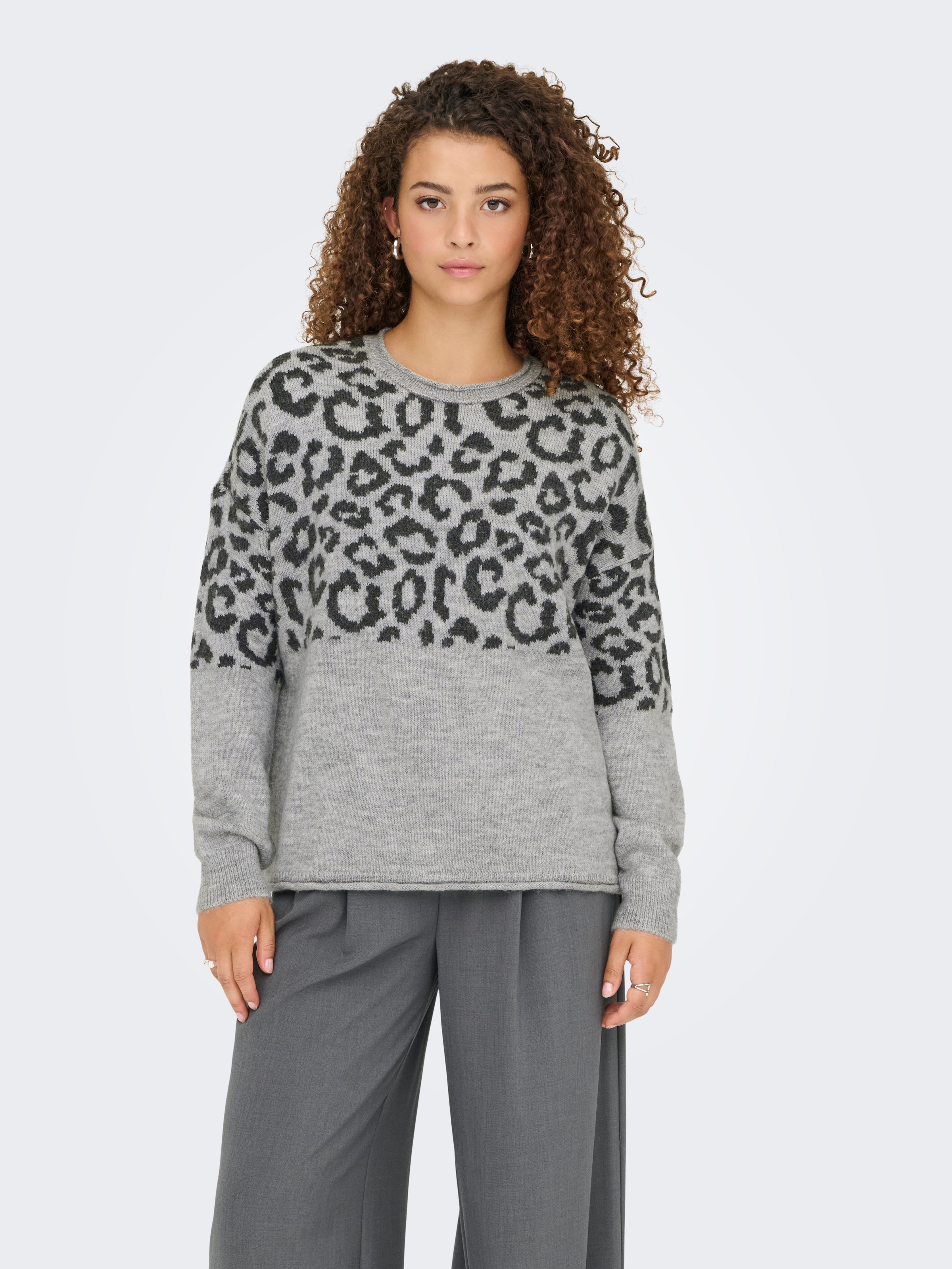 ONLY Rundhalspullover »ONLJADE ANIMAL LS O-NECK NOOS KNT«
