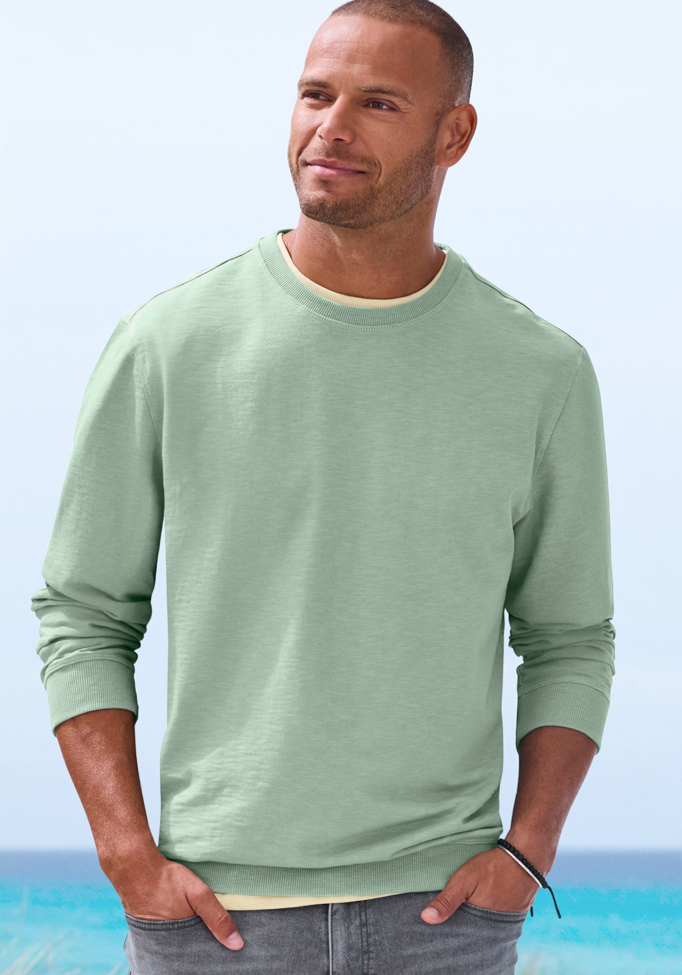 John Devin Langarmshirt in Struktur-Qualität und in modischen Farben