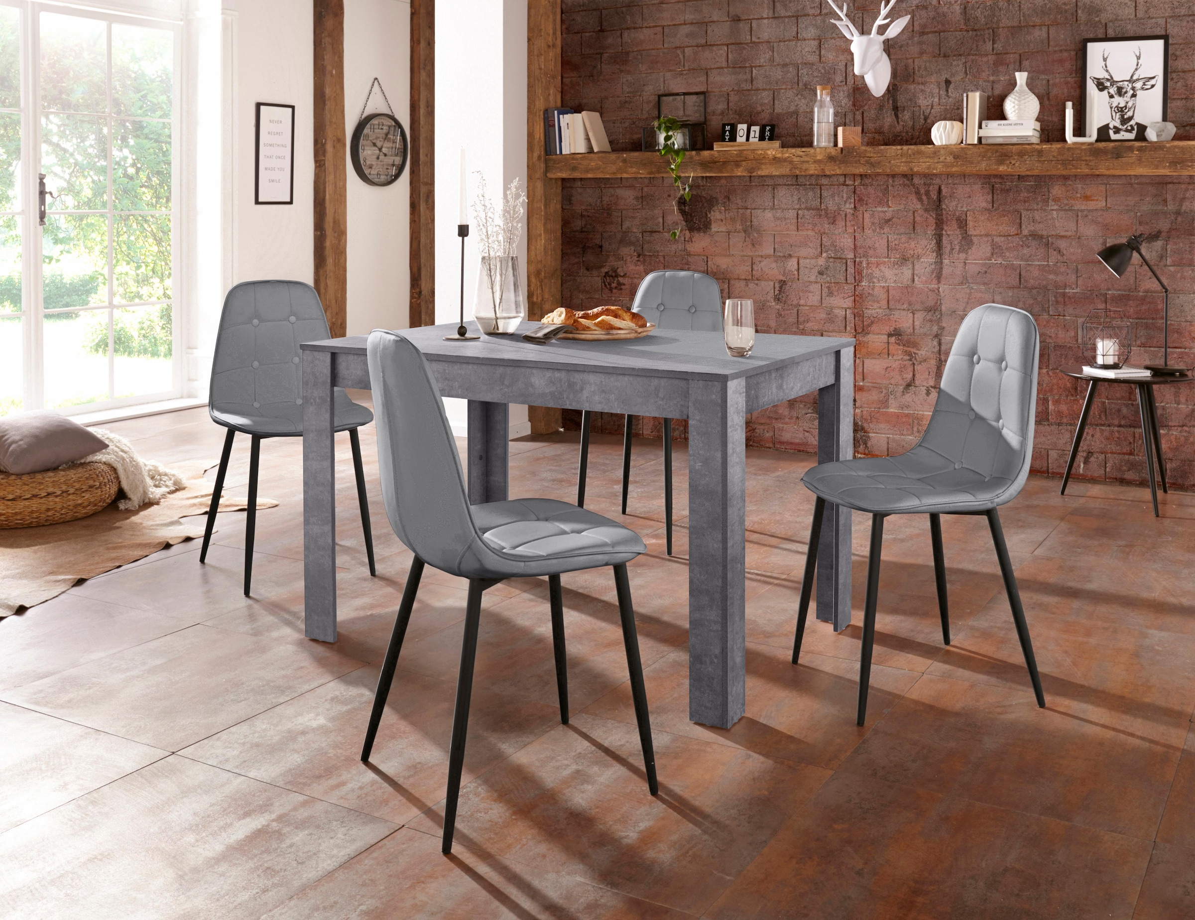 INOSIGN Essgruppe Set, 5 Stk. tlg. mit Esstisch 120 cm breit günstig online kaufen